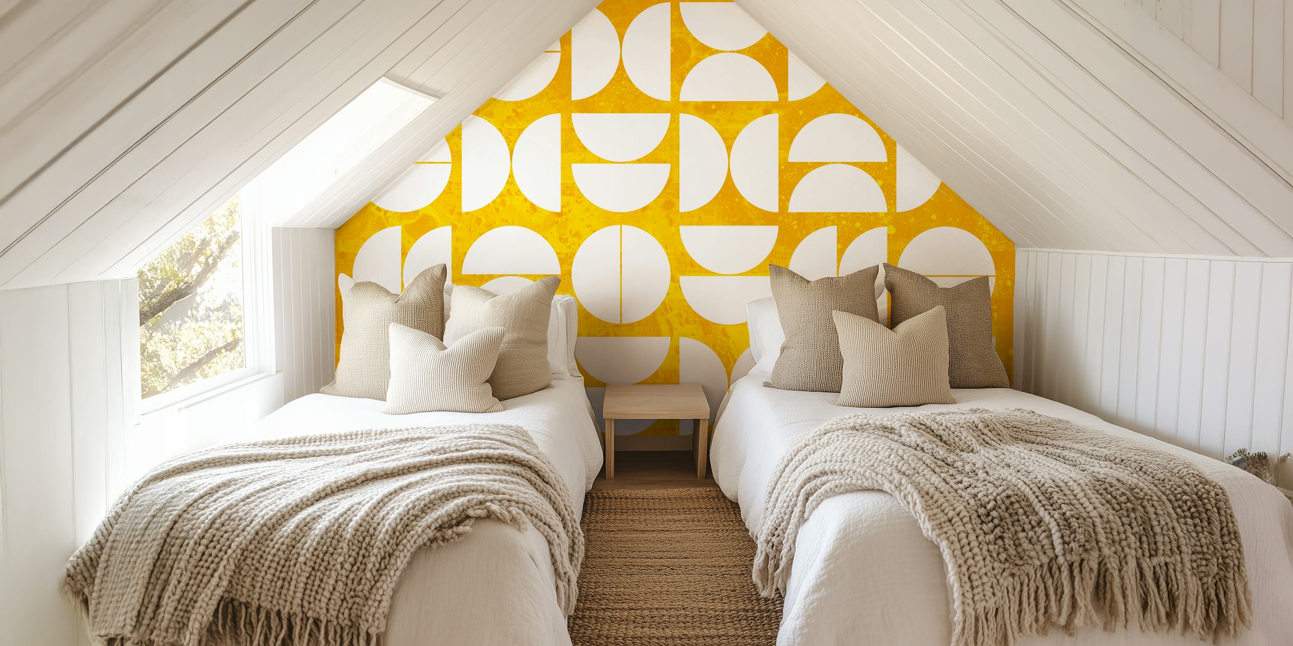 Geometric shapes wallpaper in mid-century style