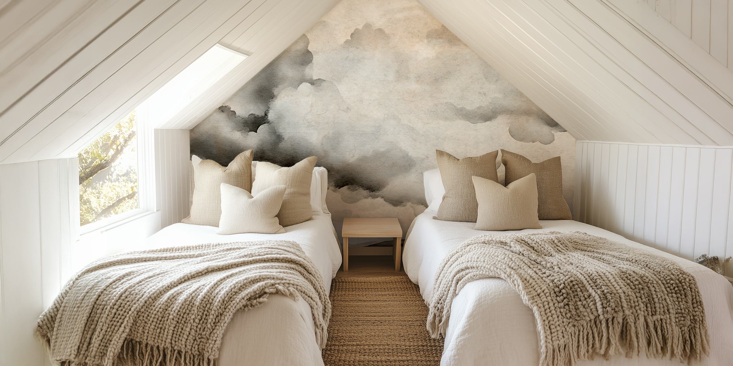 Tan Clouds wallpaper displayed in a room