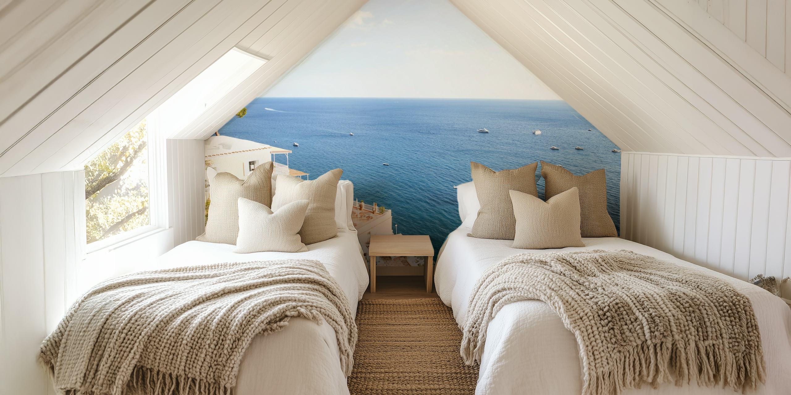 Coastal scenery wallpaper featuring blue sea and sky