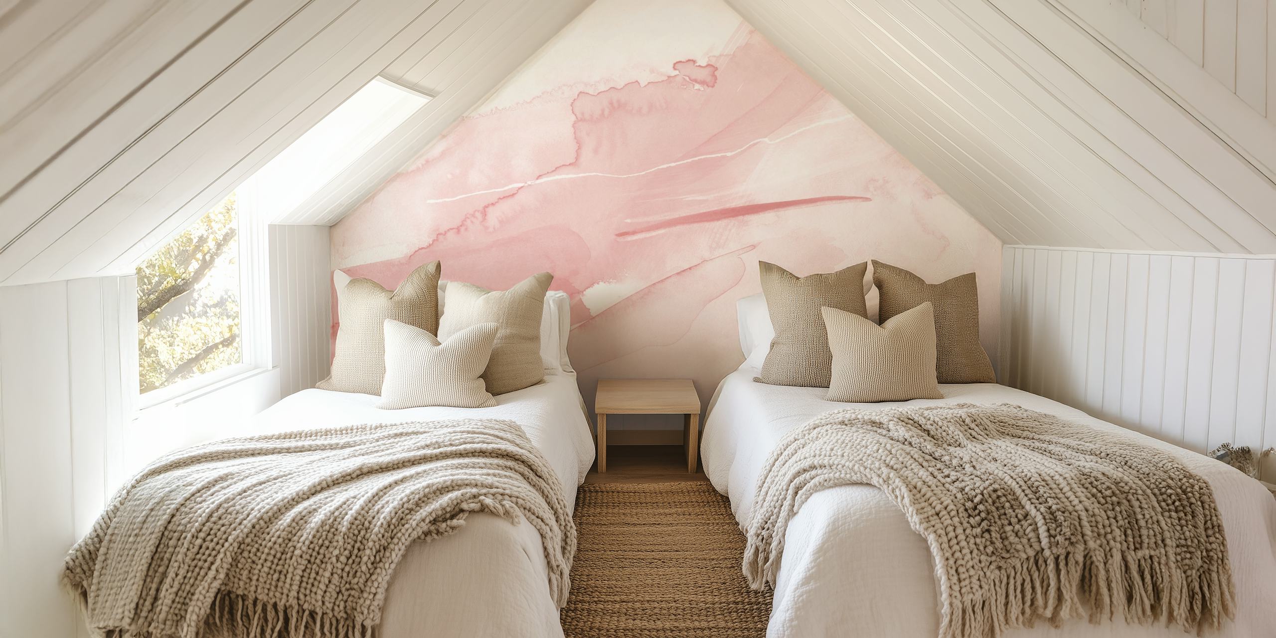 Abstract brush strokes in soft pink tones wallpaper