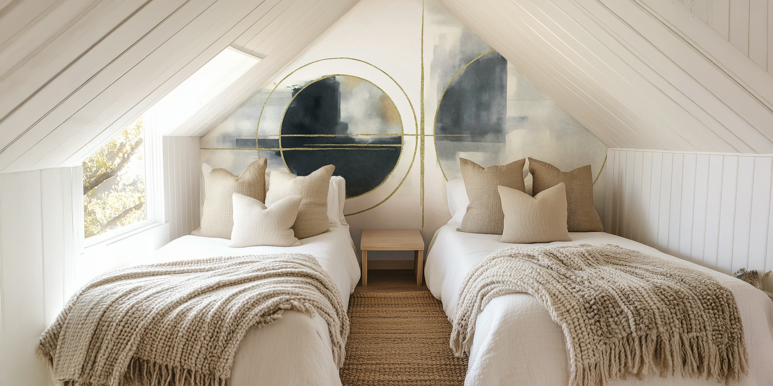 Abstract Circular Gold wallpaper in a room