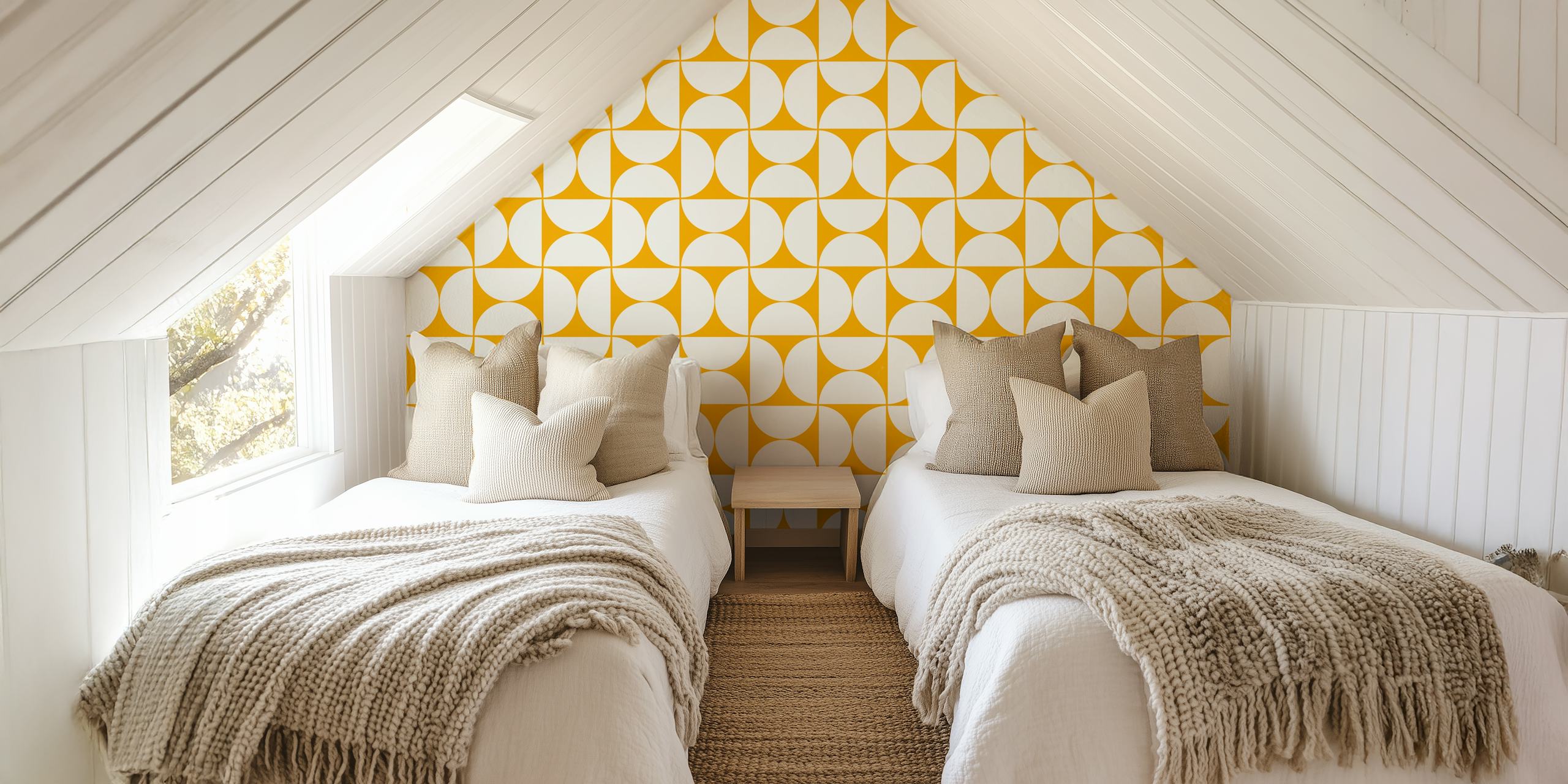 Mid-Century Modern pattern wallpaper in a room
