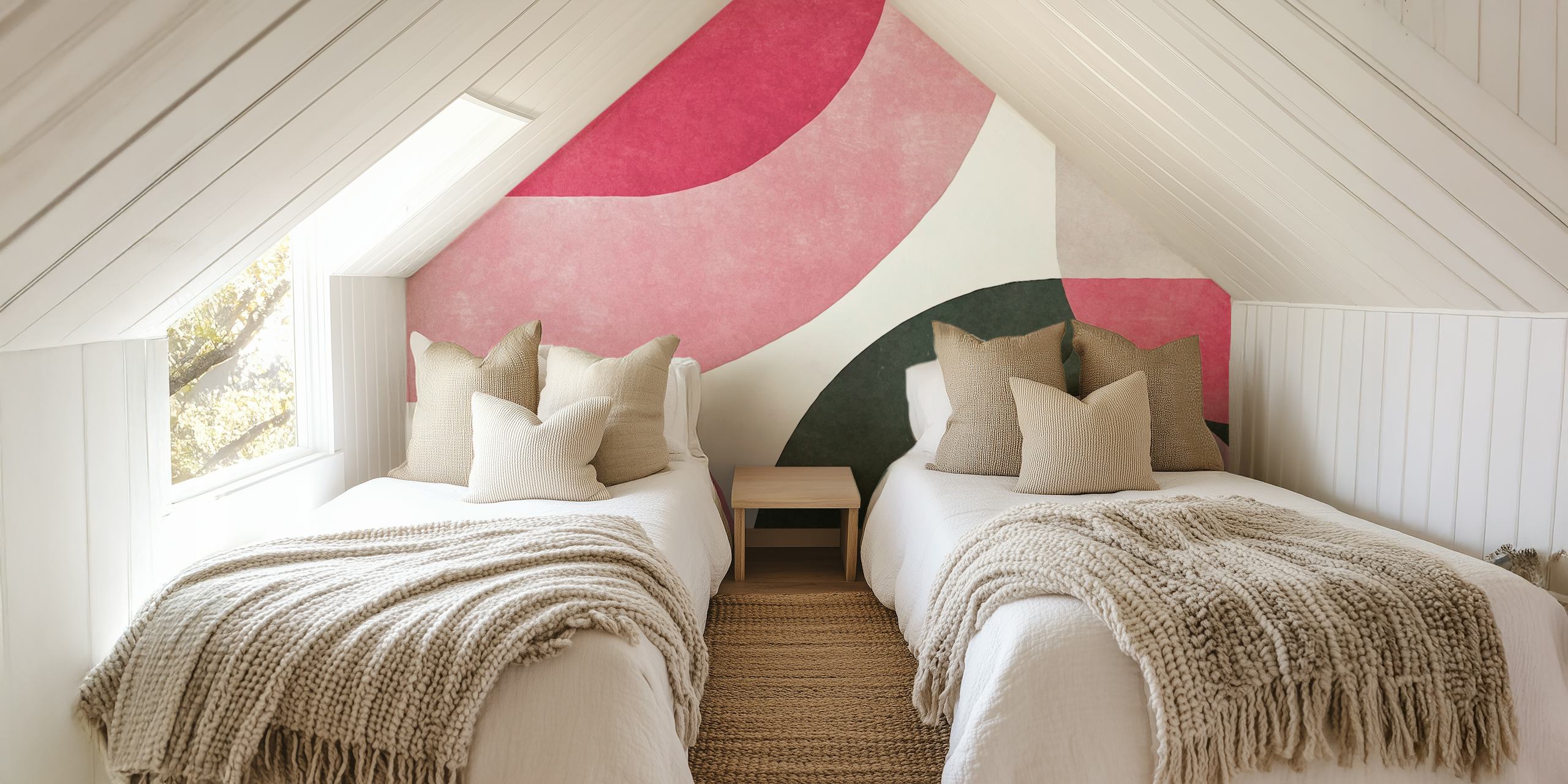 Geometrische Muster in Rosa und Schwarz Tapete