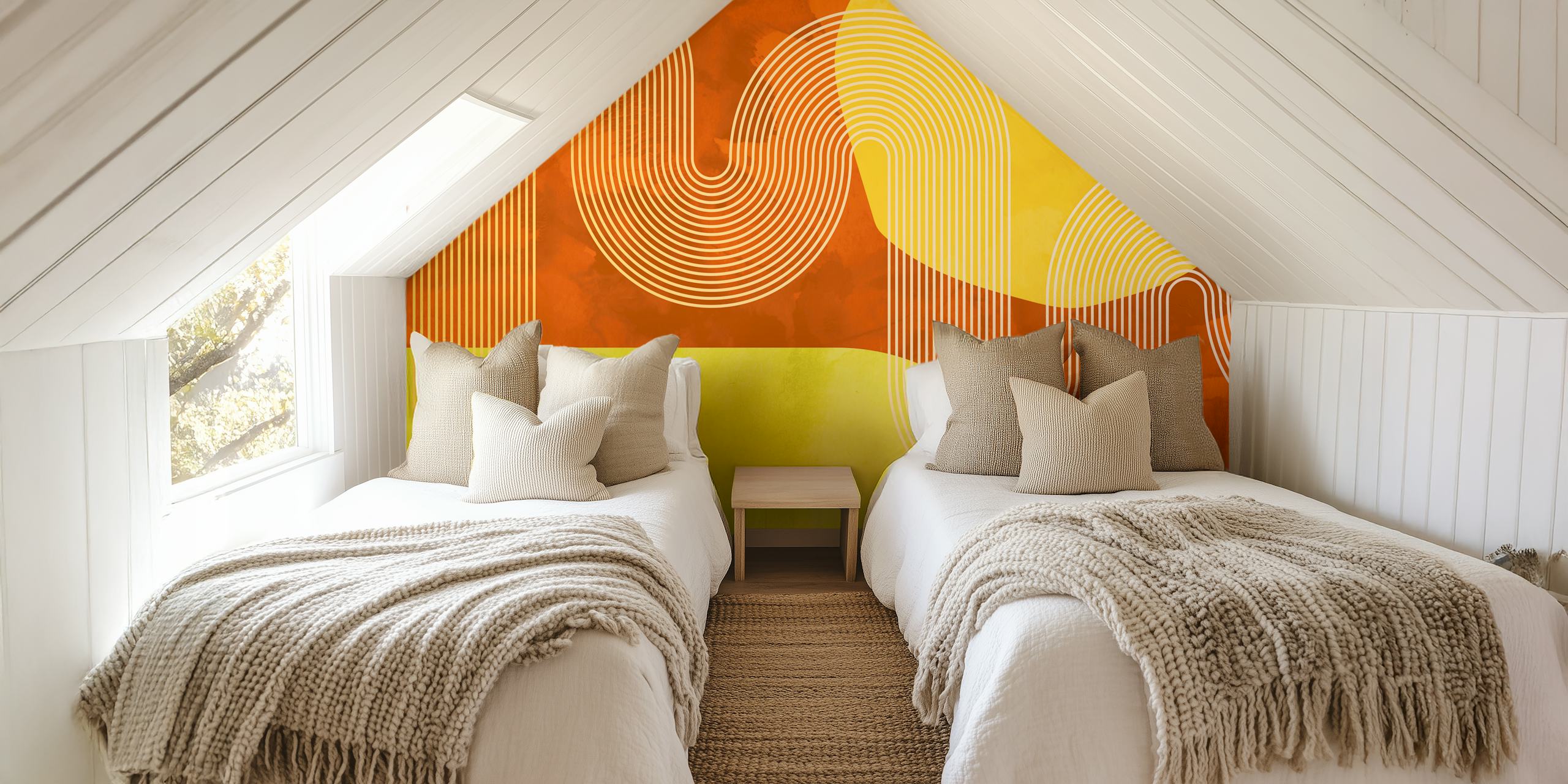 Sunny Mid Century Modern Curvy Lines u sobi