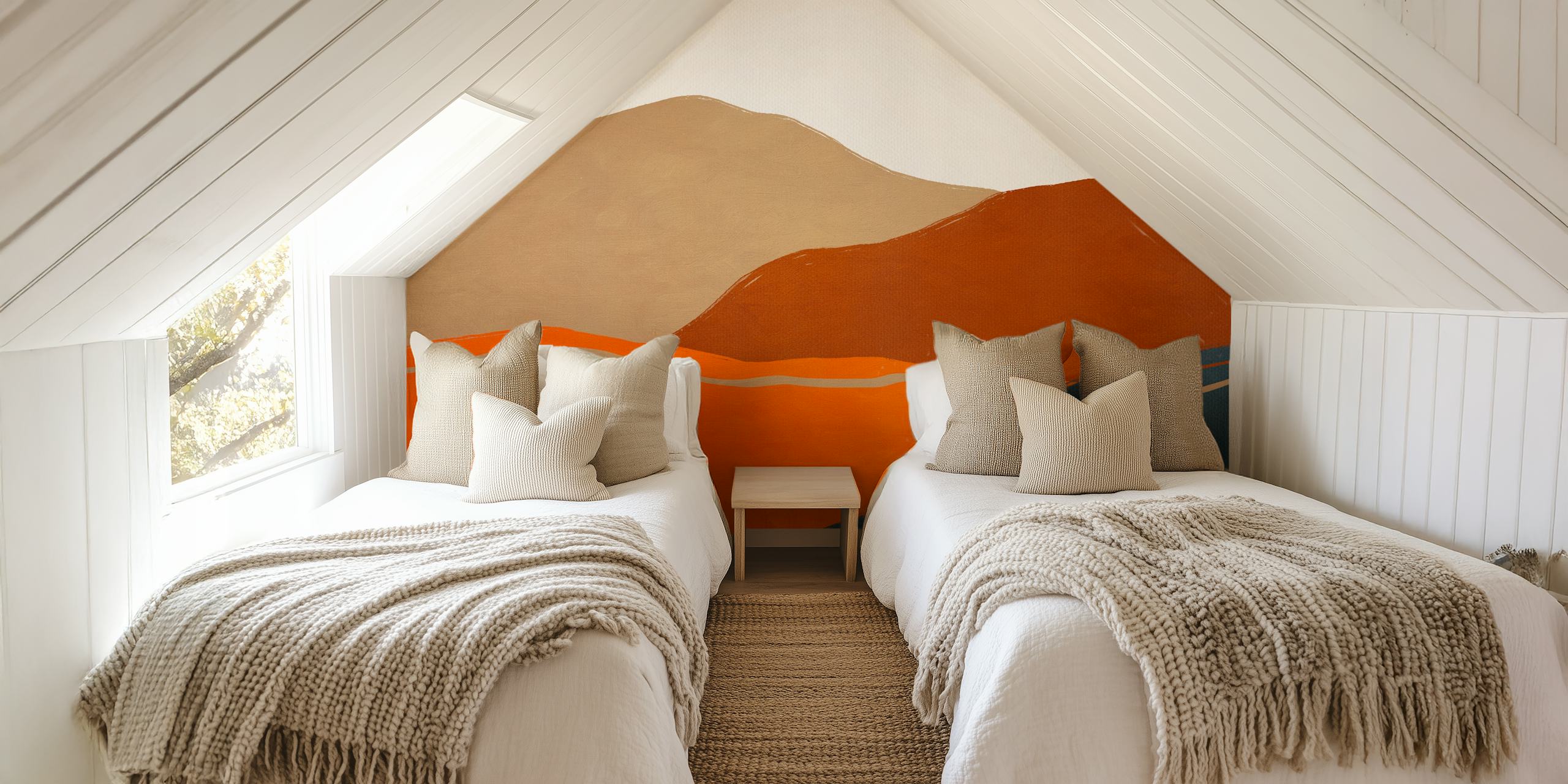 Papel de parede Vintage Minimal Mountains em um quarto