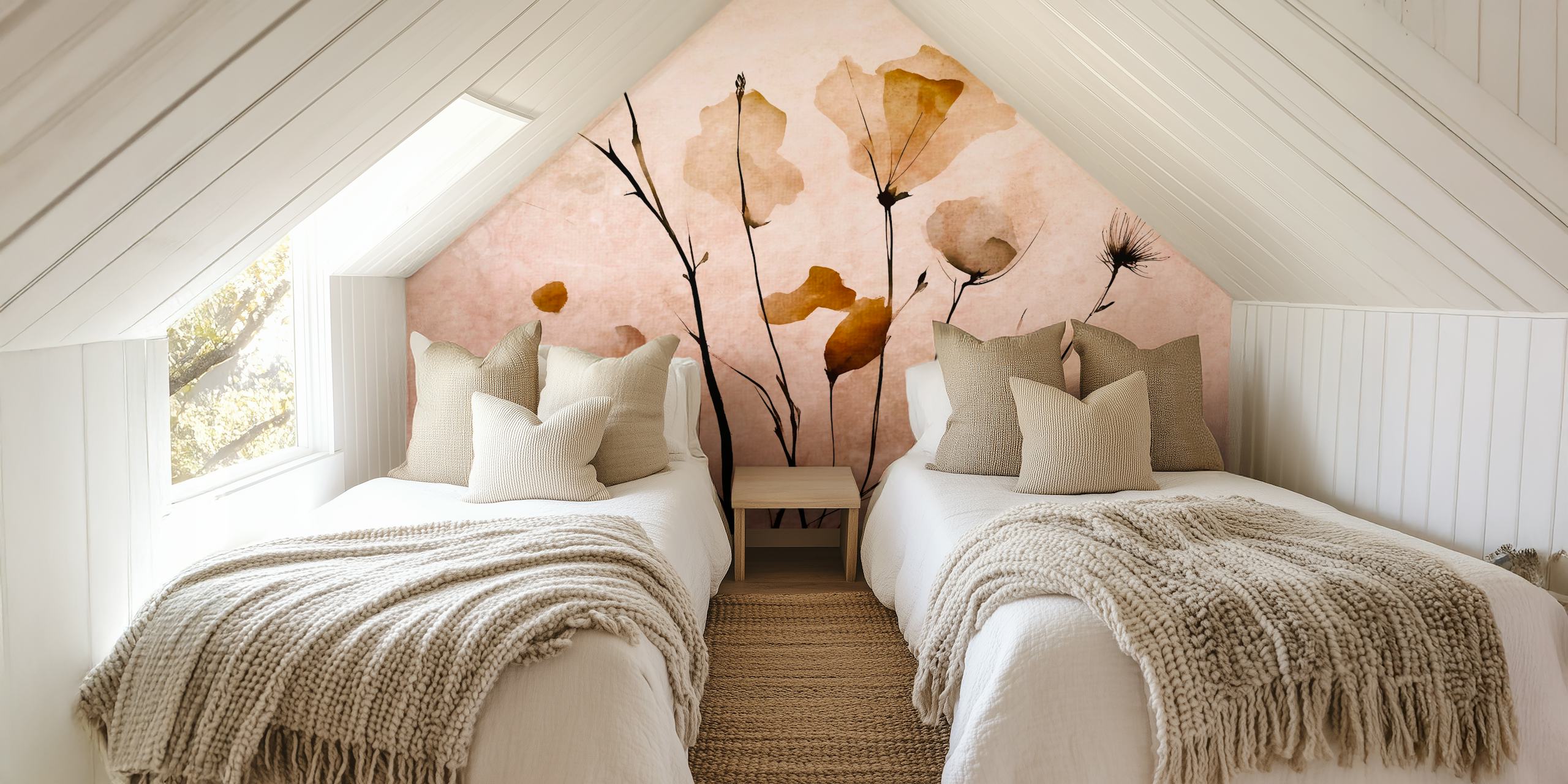 Tapeta Moody Watercolor Flowers u sobi