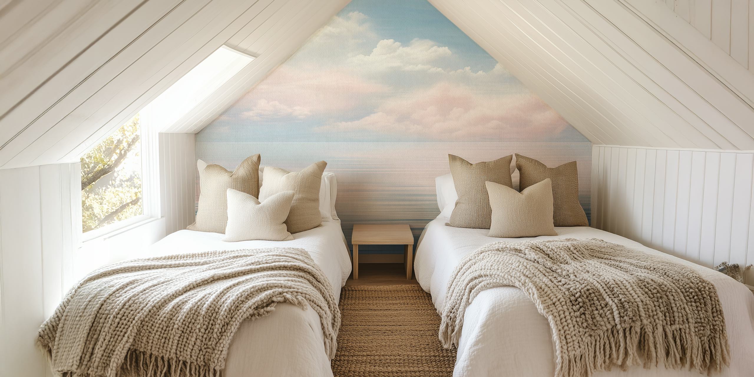 Papel de parede Pastel Bubblegum Sky Watercolor no quarto