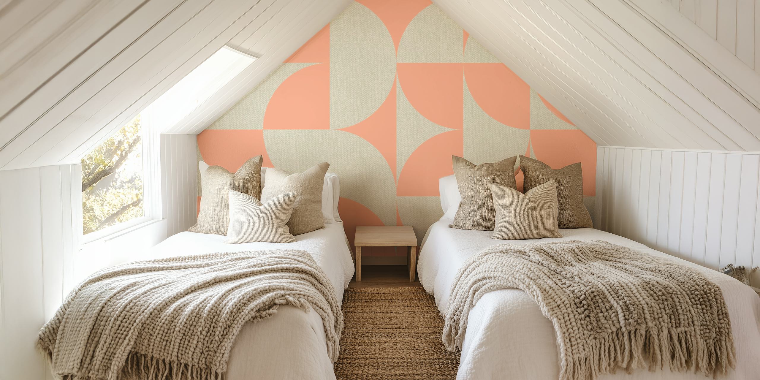 Geometric shapes in beige and peach tones wallpaper