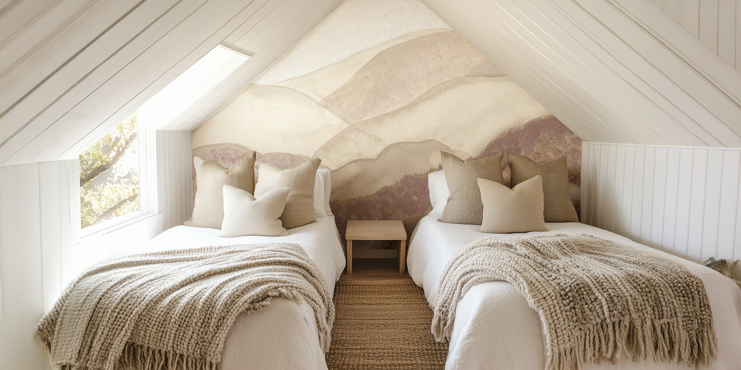 Japandi Mountains wallpaper in a room