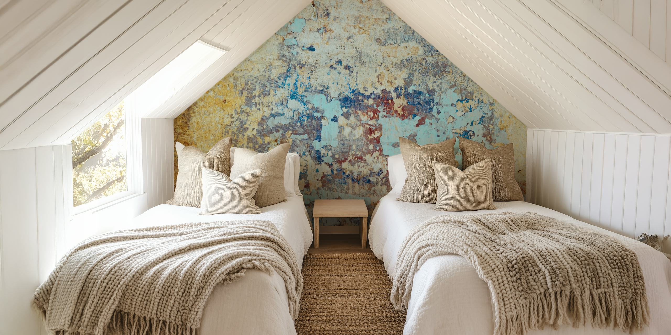 Weathered texture wallpaper in room display