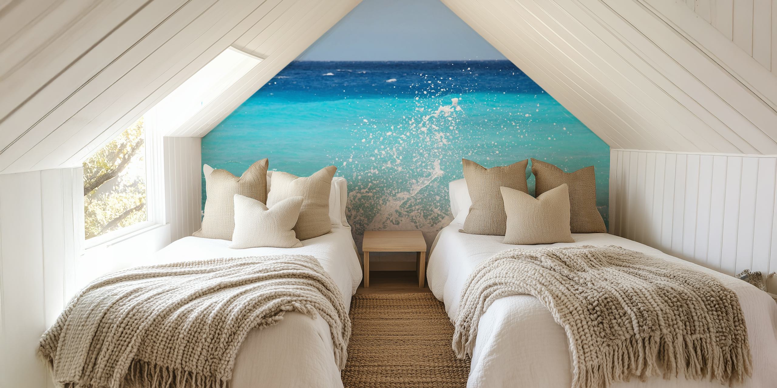 Caribbean Ocean Splash behang in een kamer