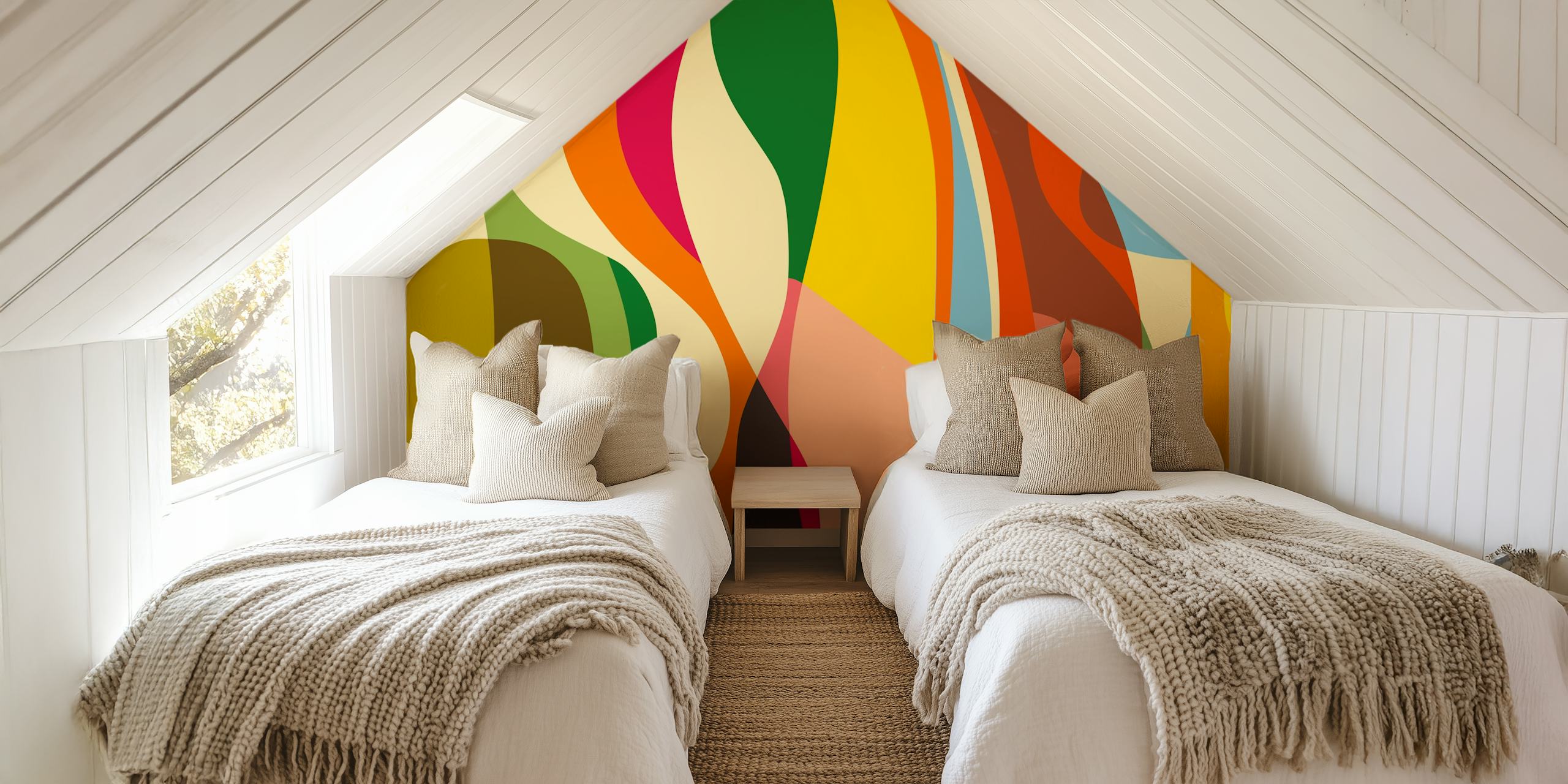 Colorful wallpaper design with dynamic shapes