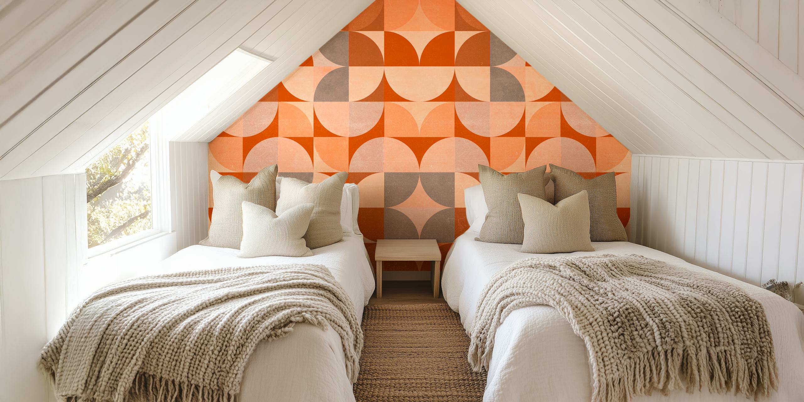Bauhaus geometric pattern wallpaper in a room