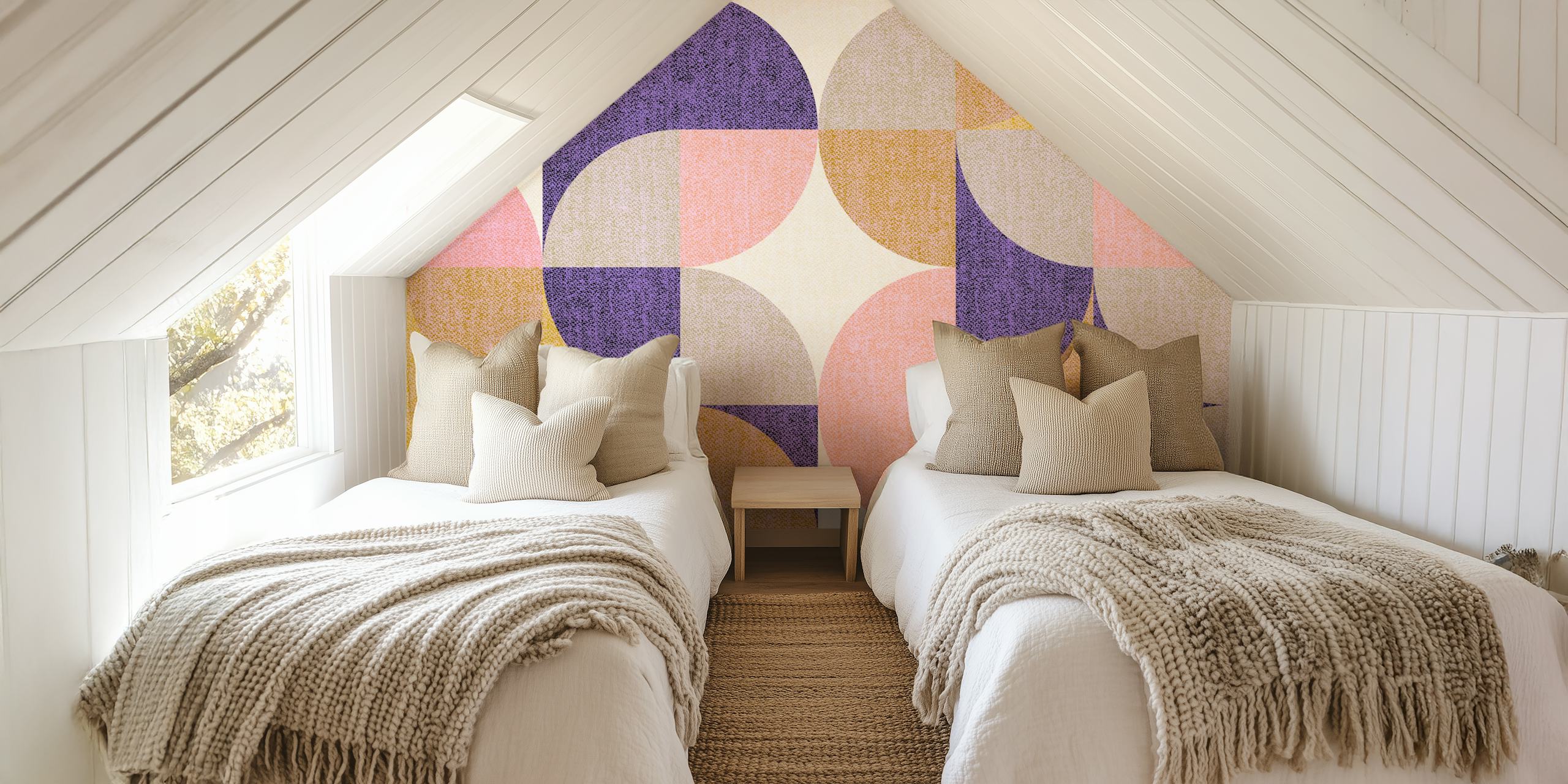 Papel pintado Retro Geometric Pattern en una habitación