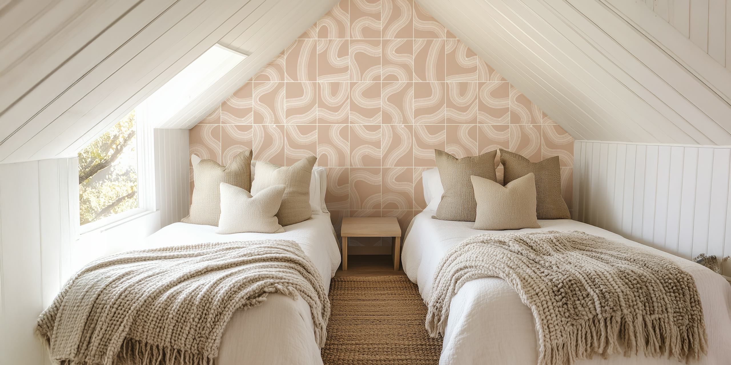 Zen Garden Tiles Sand behang in een kamer