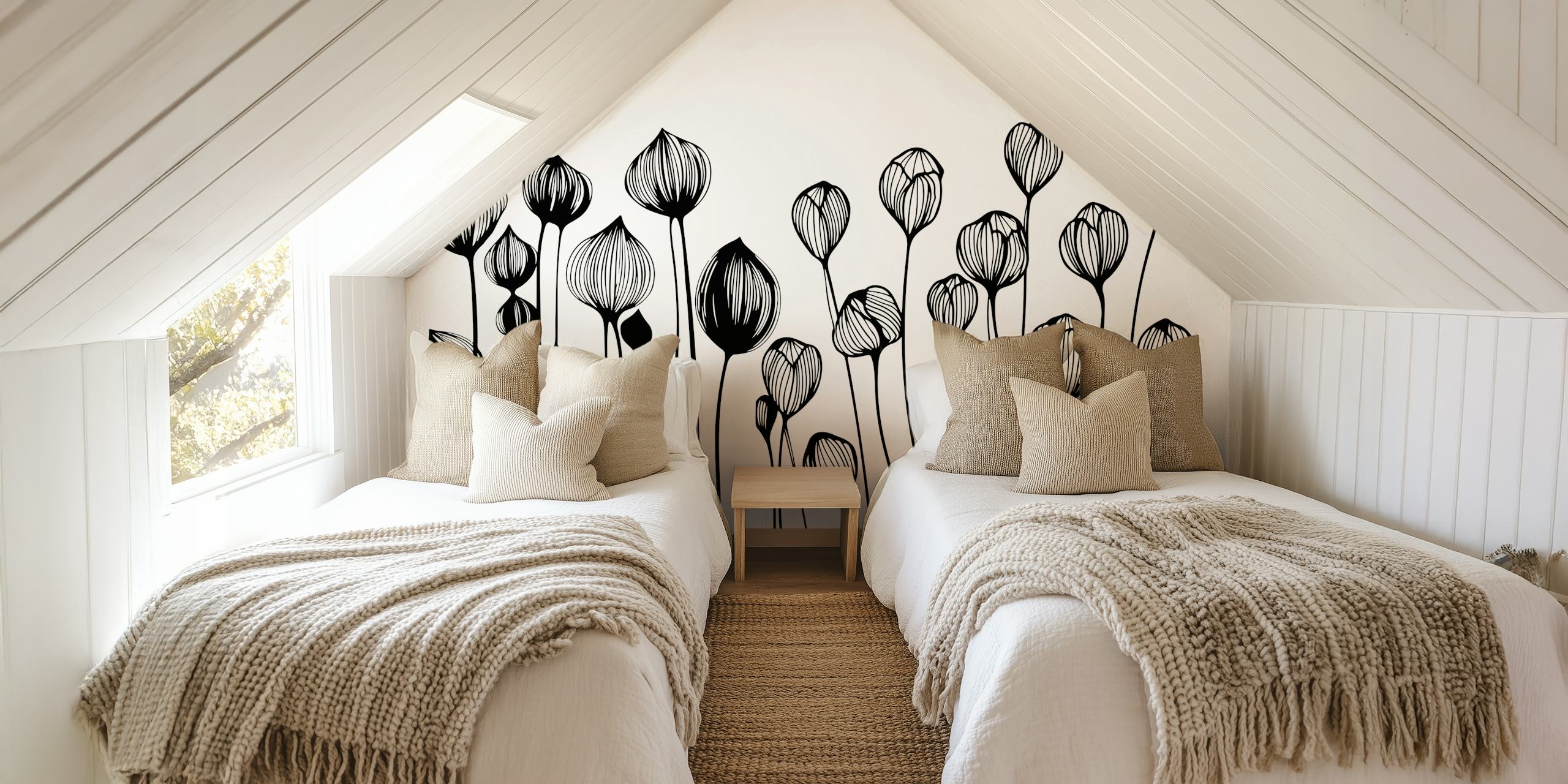 Tapeta Minimalist Wildflower u crnoj i bijeloj