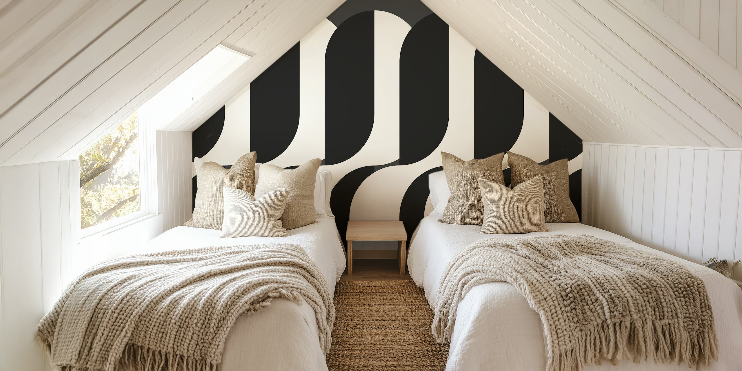 Carta da parati Sleek Noir Curves in una stanza moderna