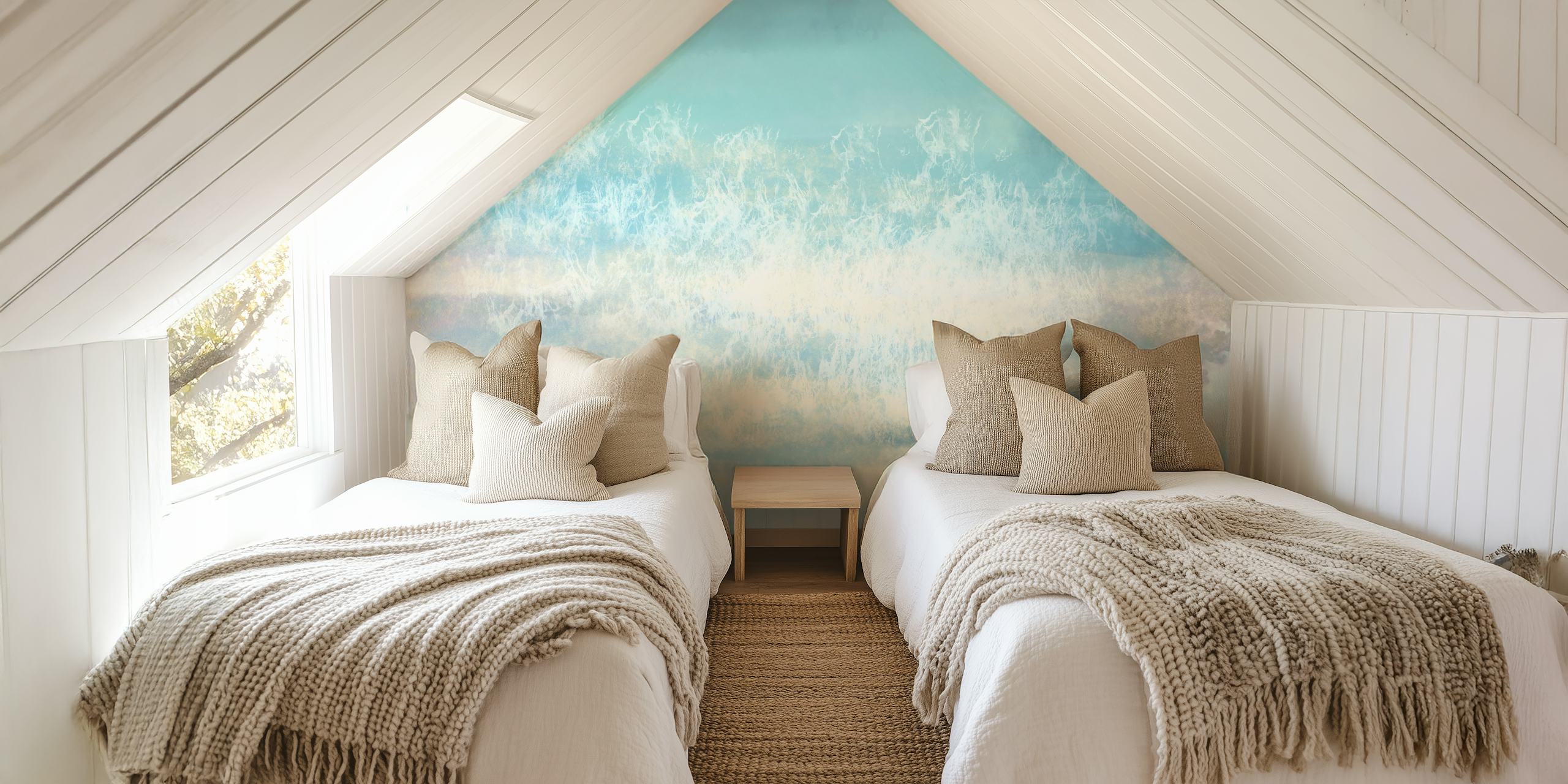 Caribbean Breeze Watercolor wallpaper in a room