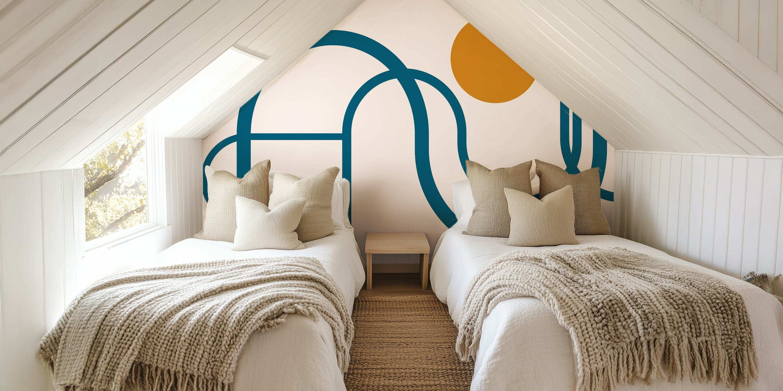 Papel de parede Curved Elegance Deco em um quarto moderno