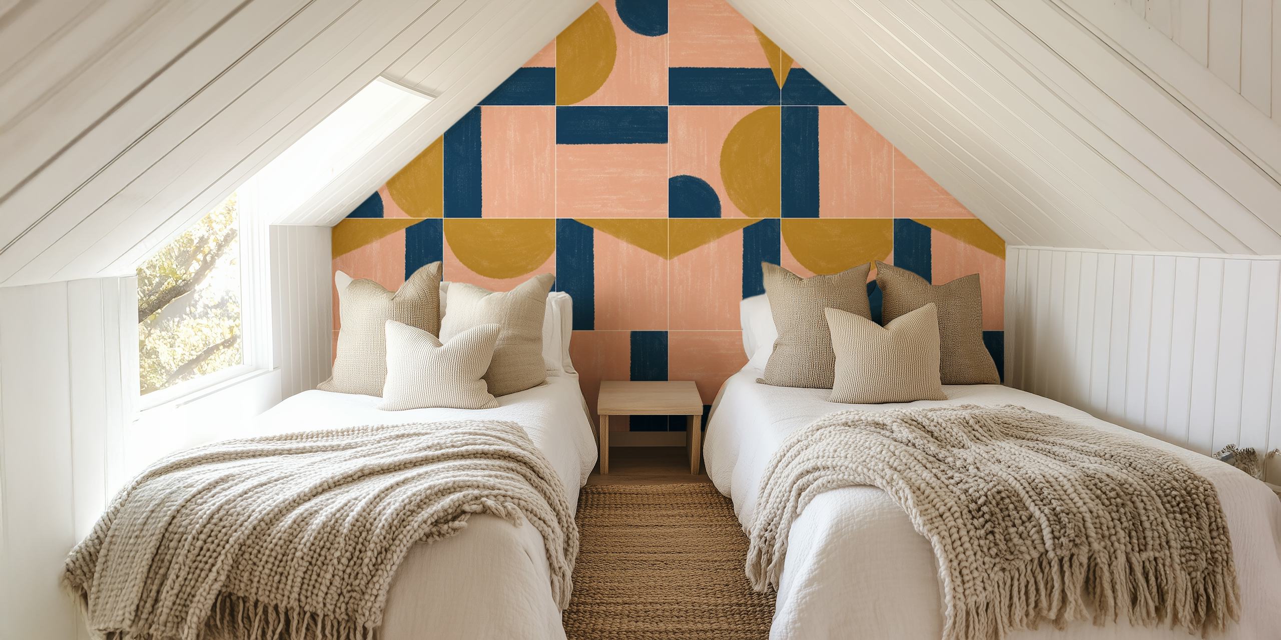 Painted Wall Tiles One ταπετσαρία σε ένα δωμάτιο