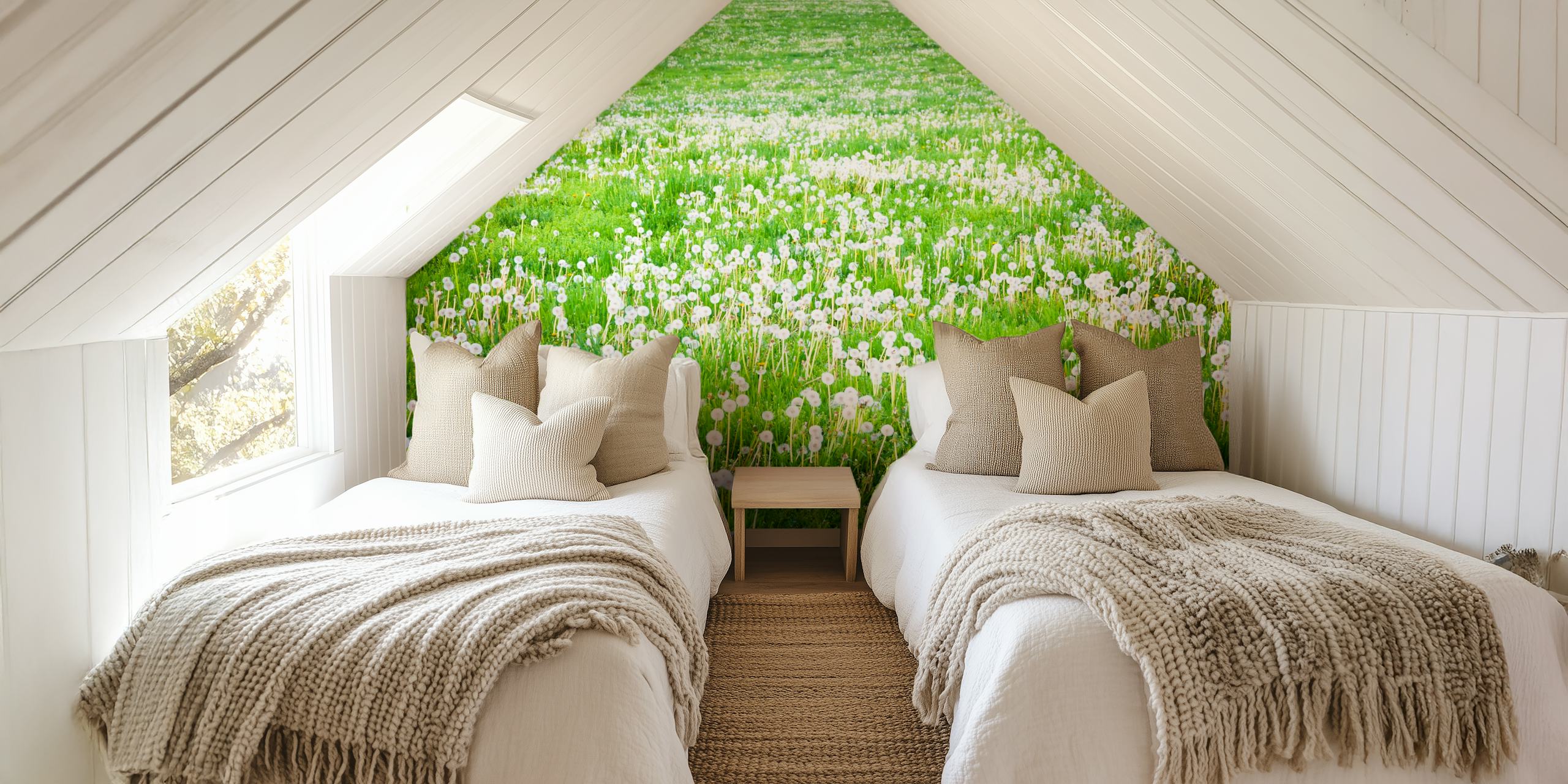 Dandelion Field-tapetti huoneessa