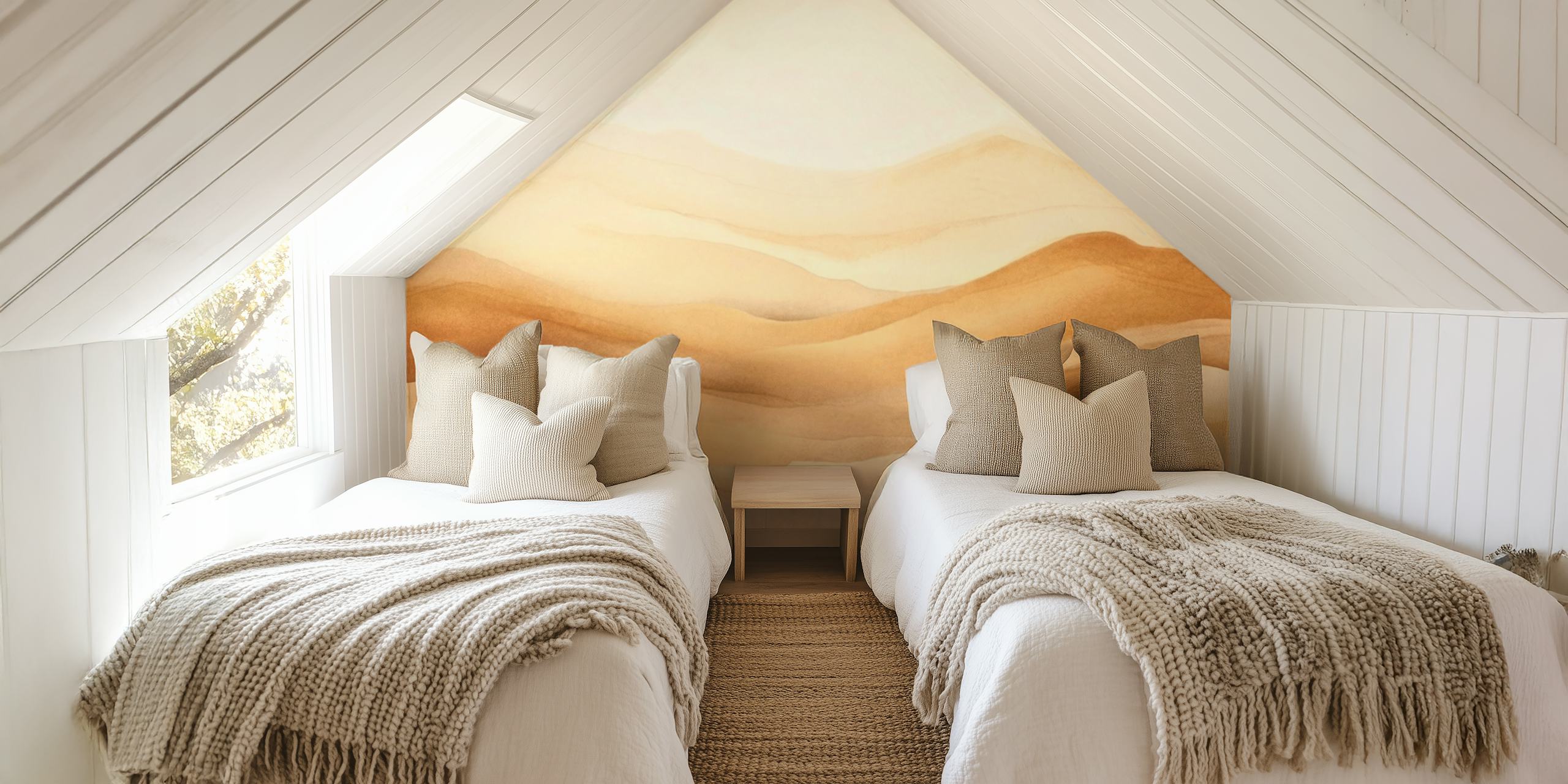 Beige waves in soft gradients wallpaper