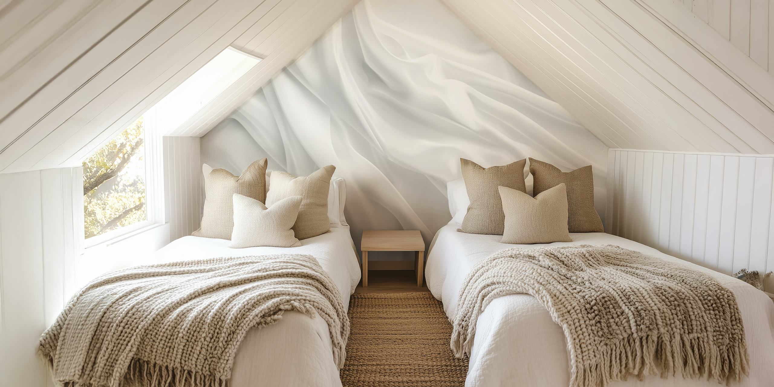 White satin texture wallpaper with flowing folds and smooth finish.