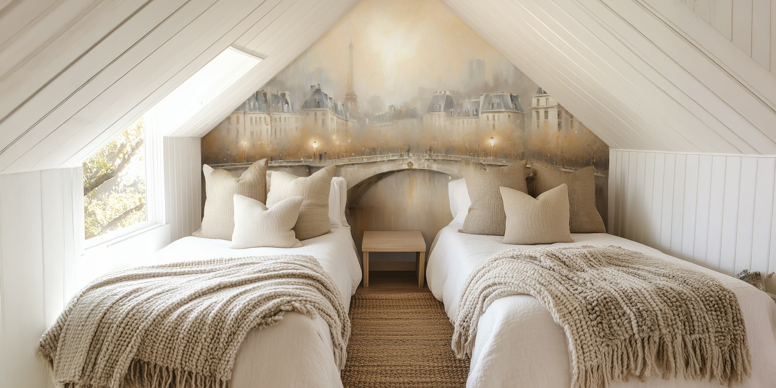 Paris morning haze wallpaper in a room