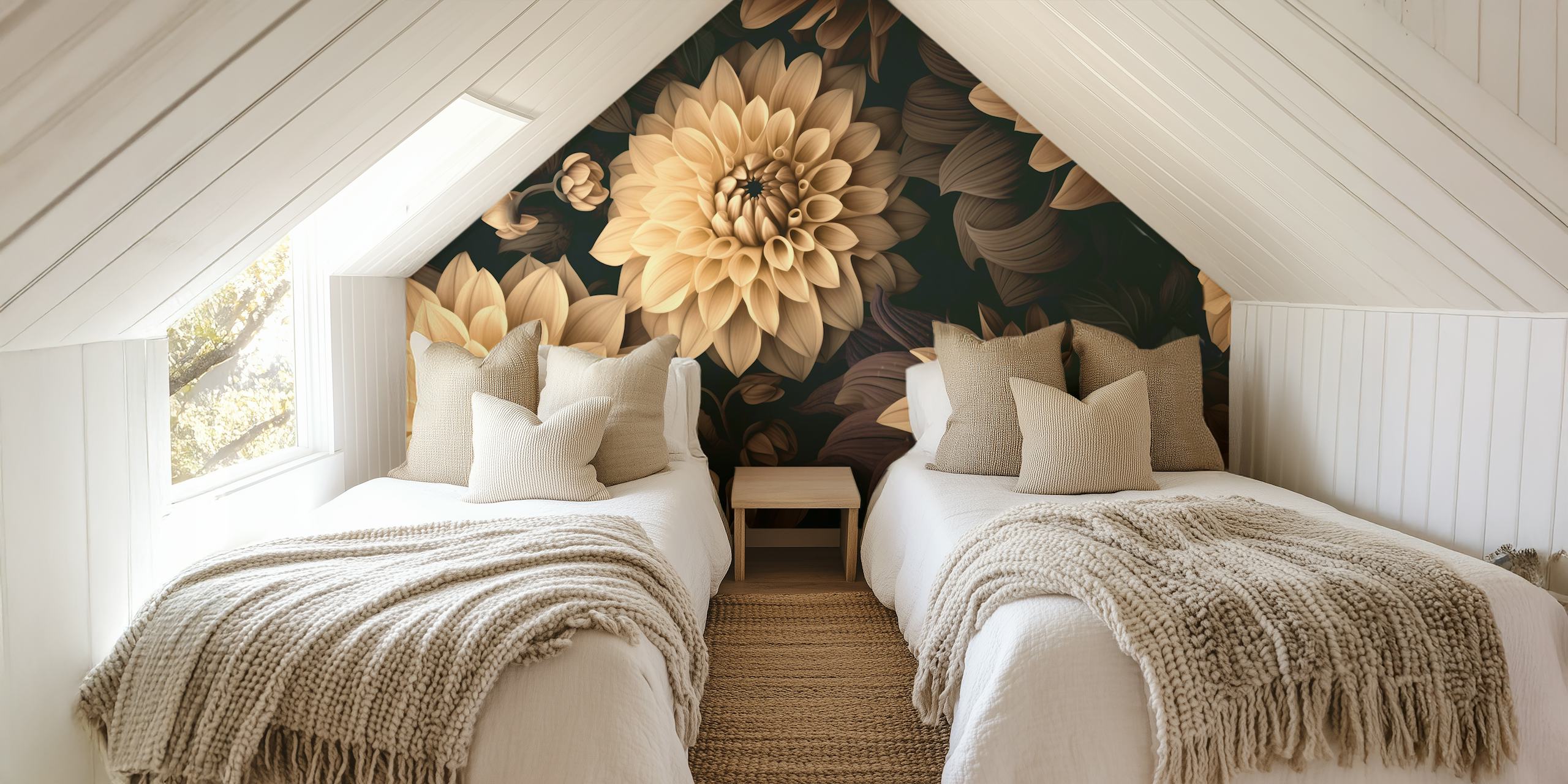 Moody dahlia wallpaper en una habitación