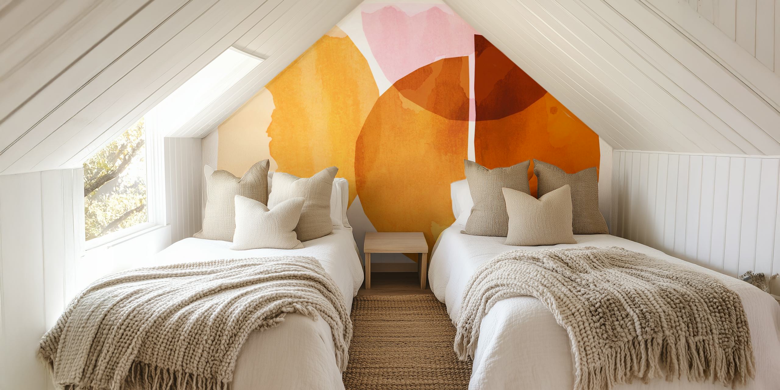 Amber Geometric Watercolor Geo wallpaper in a room