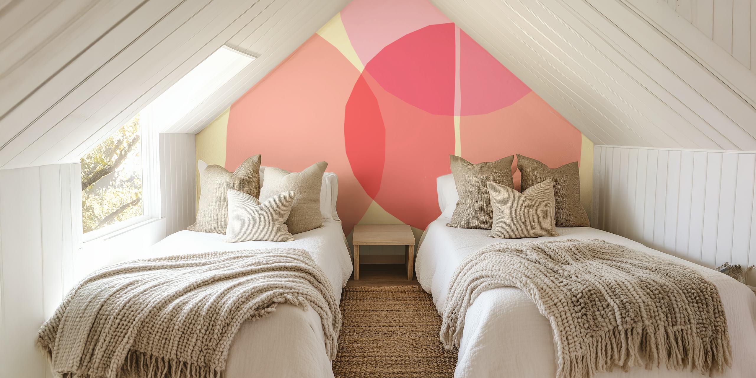 Abstract pastel circles in pink and peach wallpaper