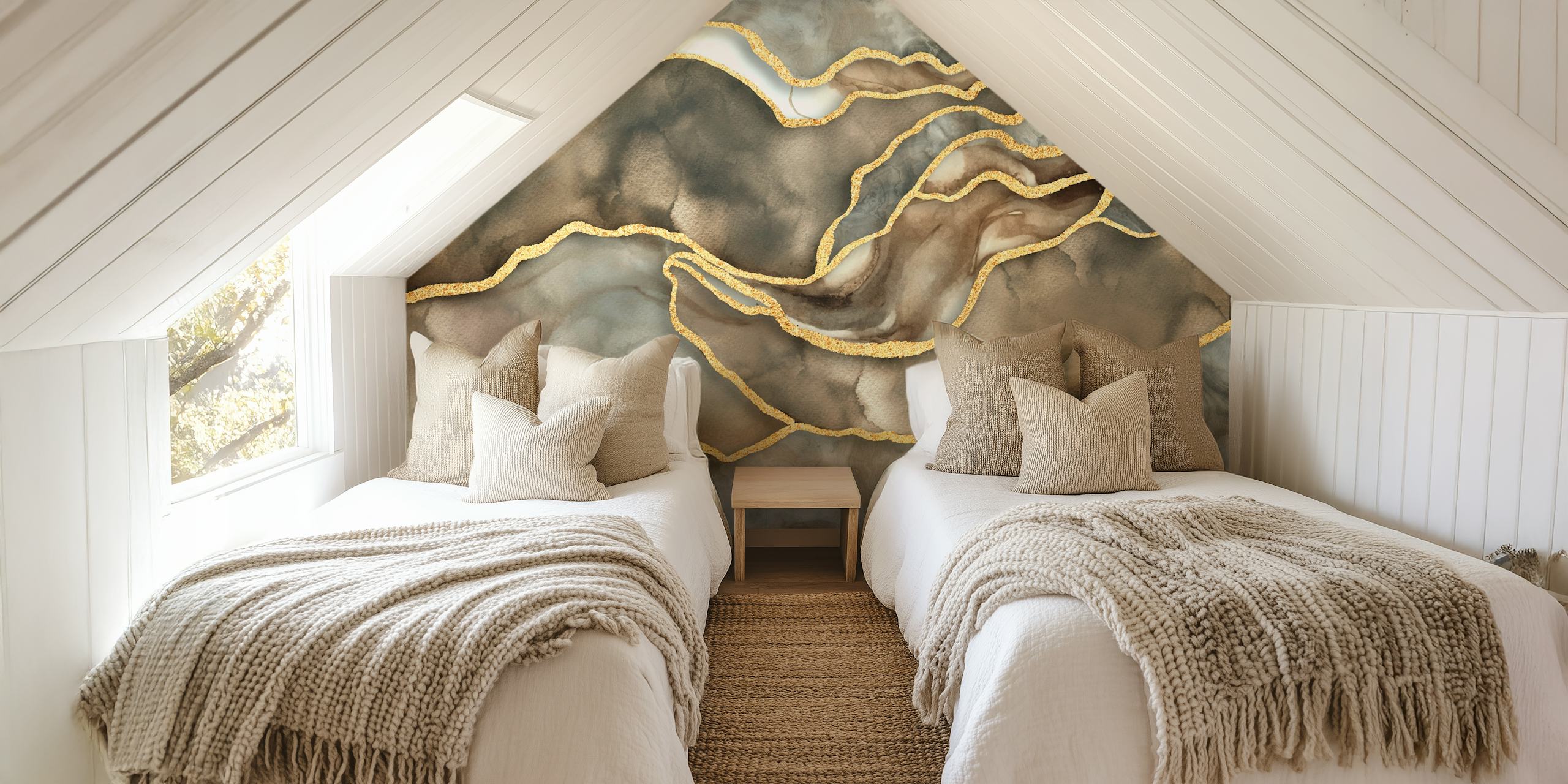 Papel de parede Opulent Marble Mineral Elegy em um quarto