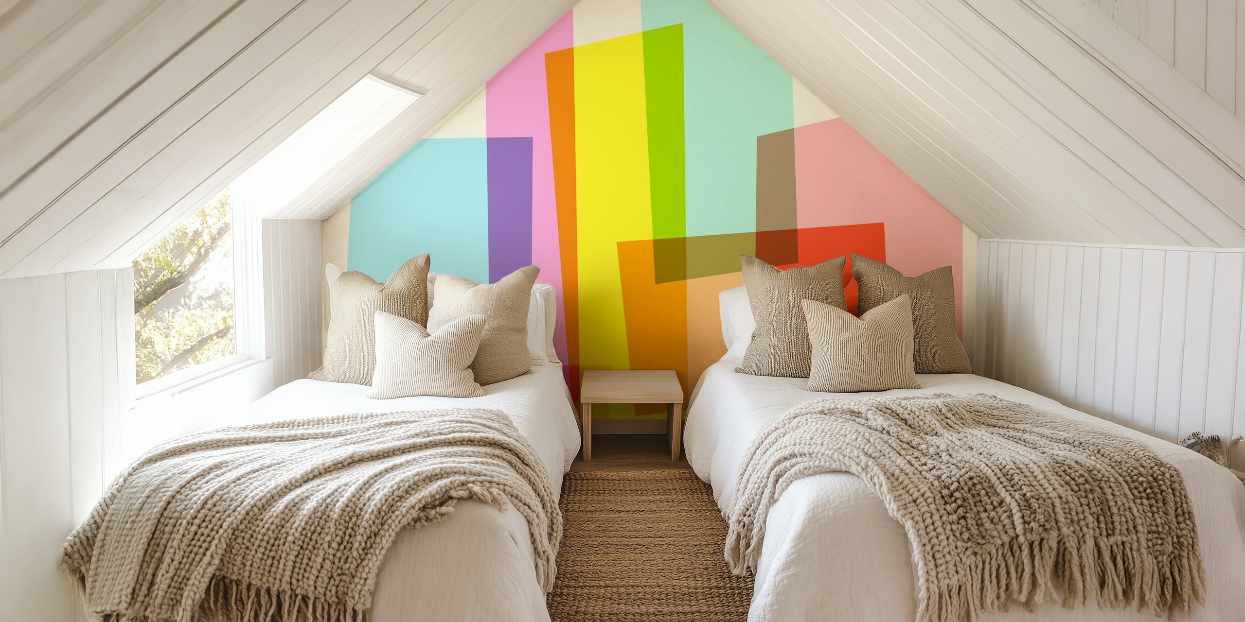 Mid-Century Modern Bauhaus pastel geometric wallpaper