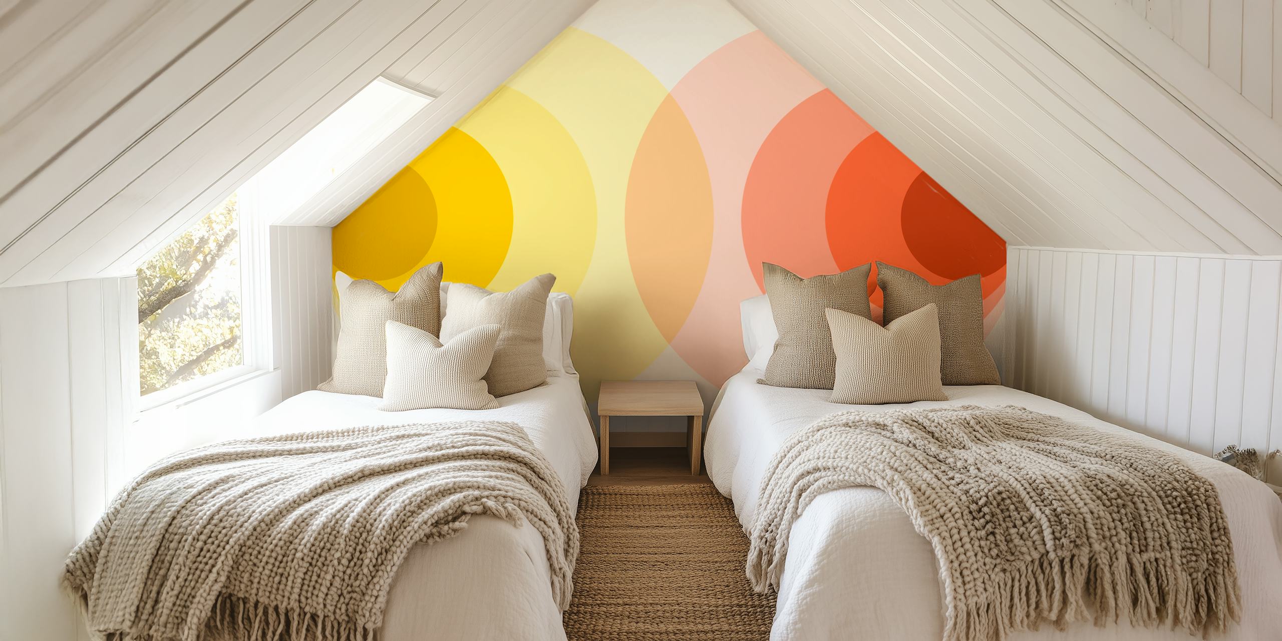 Sunset Hues Abstract wallpaper in a room