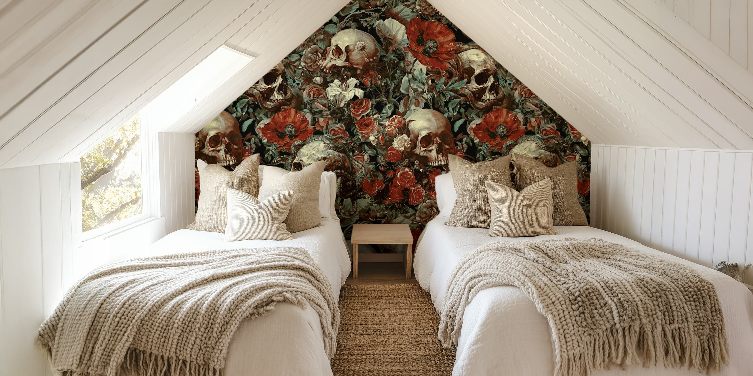 Skull Garden Charm behang in een kamer