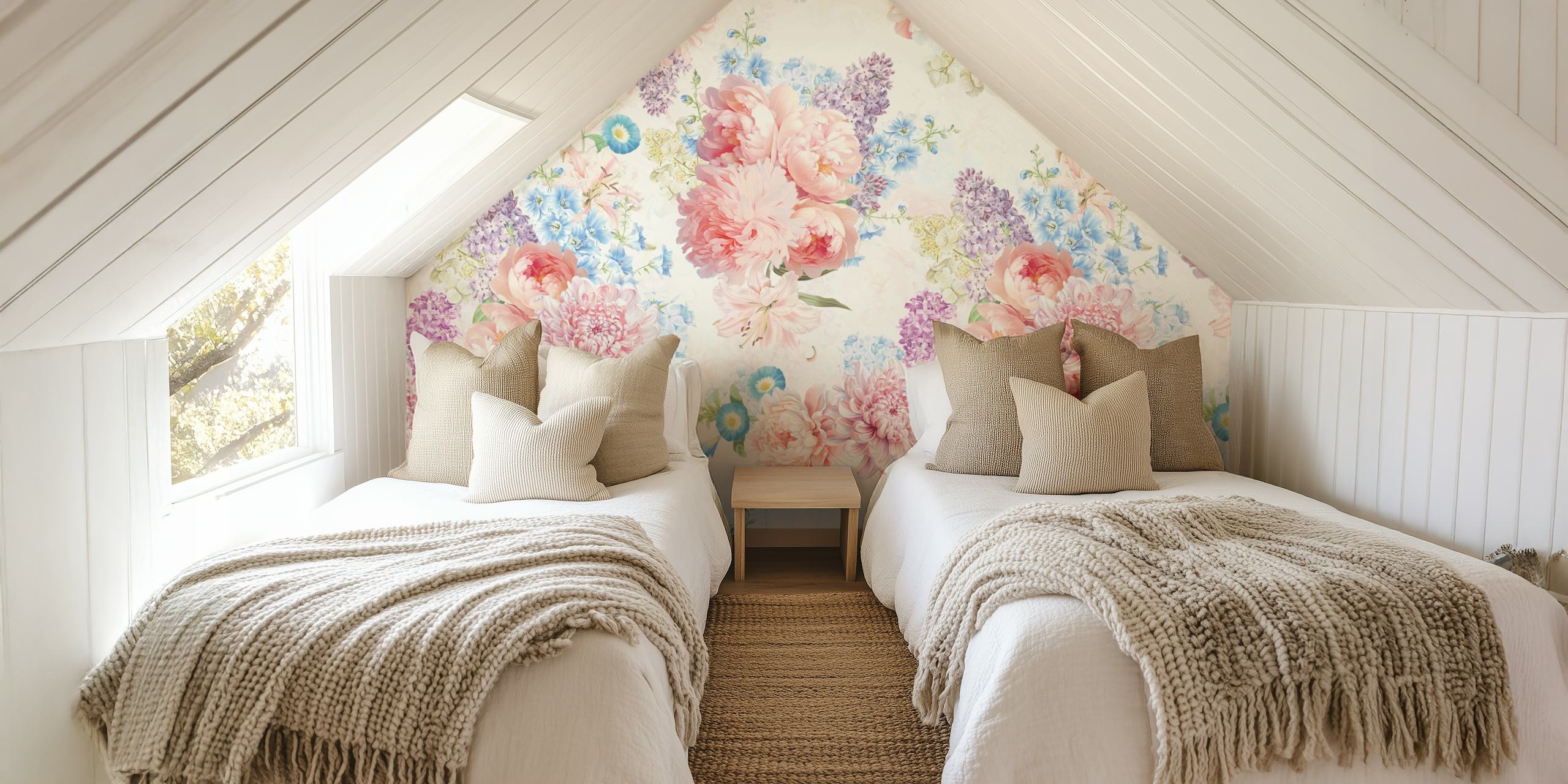 Summer Rococo Flower Garden Tapete in einem Raum