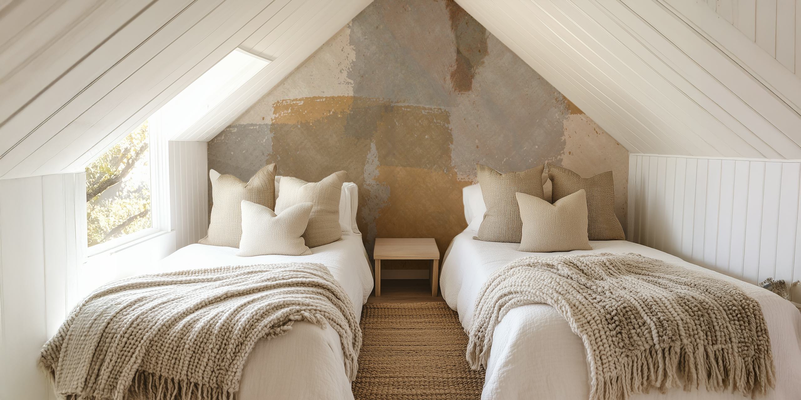 Geometric shapes in soft beige, grey, and taupe tones wallpaper