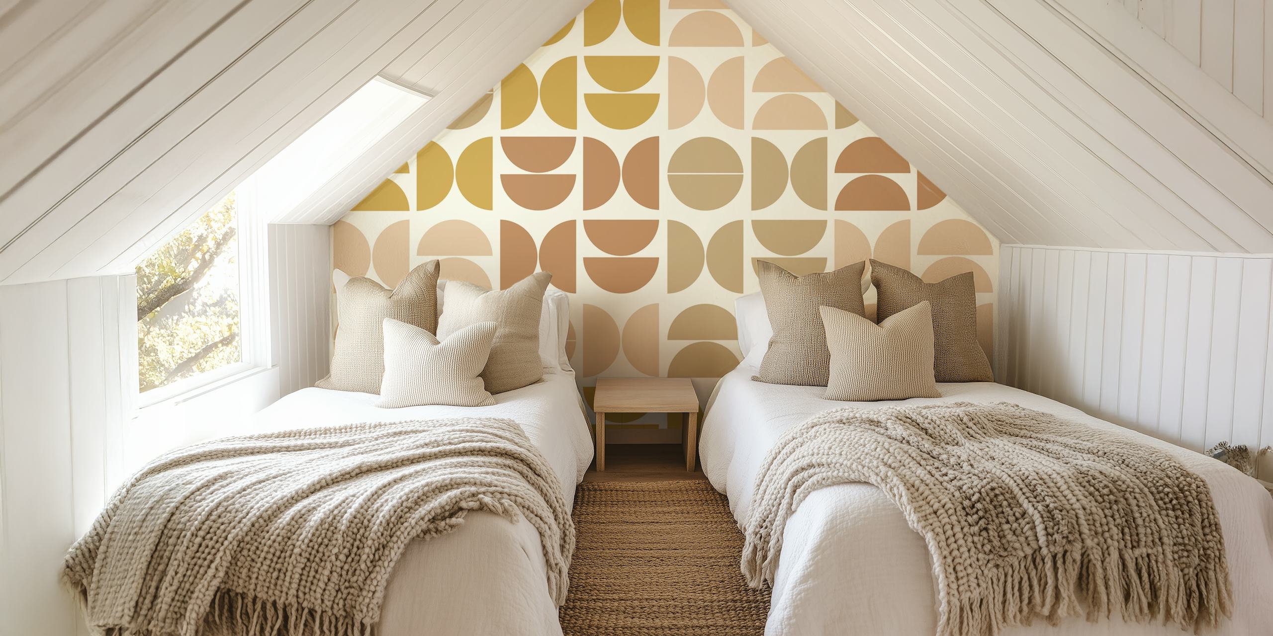 Geometric shapes in earthy tones: beige, brown, cream wallpaper