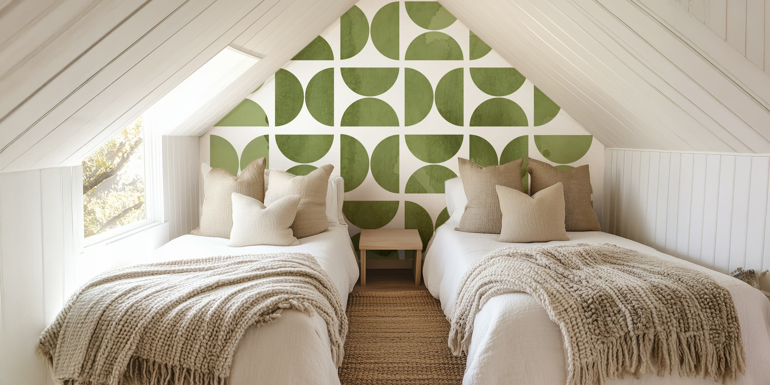 Green Watercolor Bauhaus i ett rum