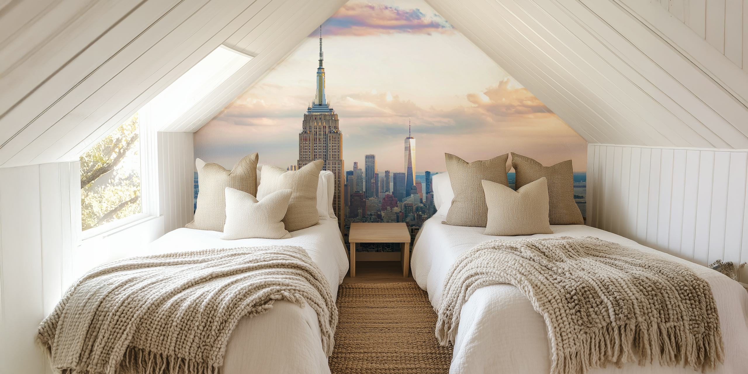 American sunset wallpaper design in a room