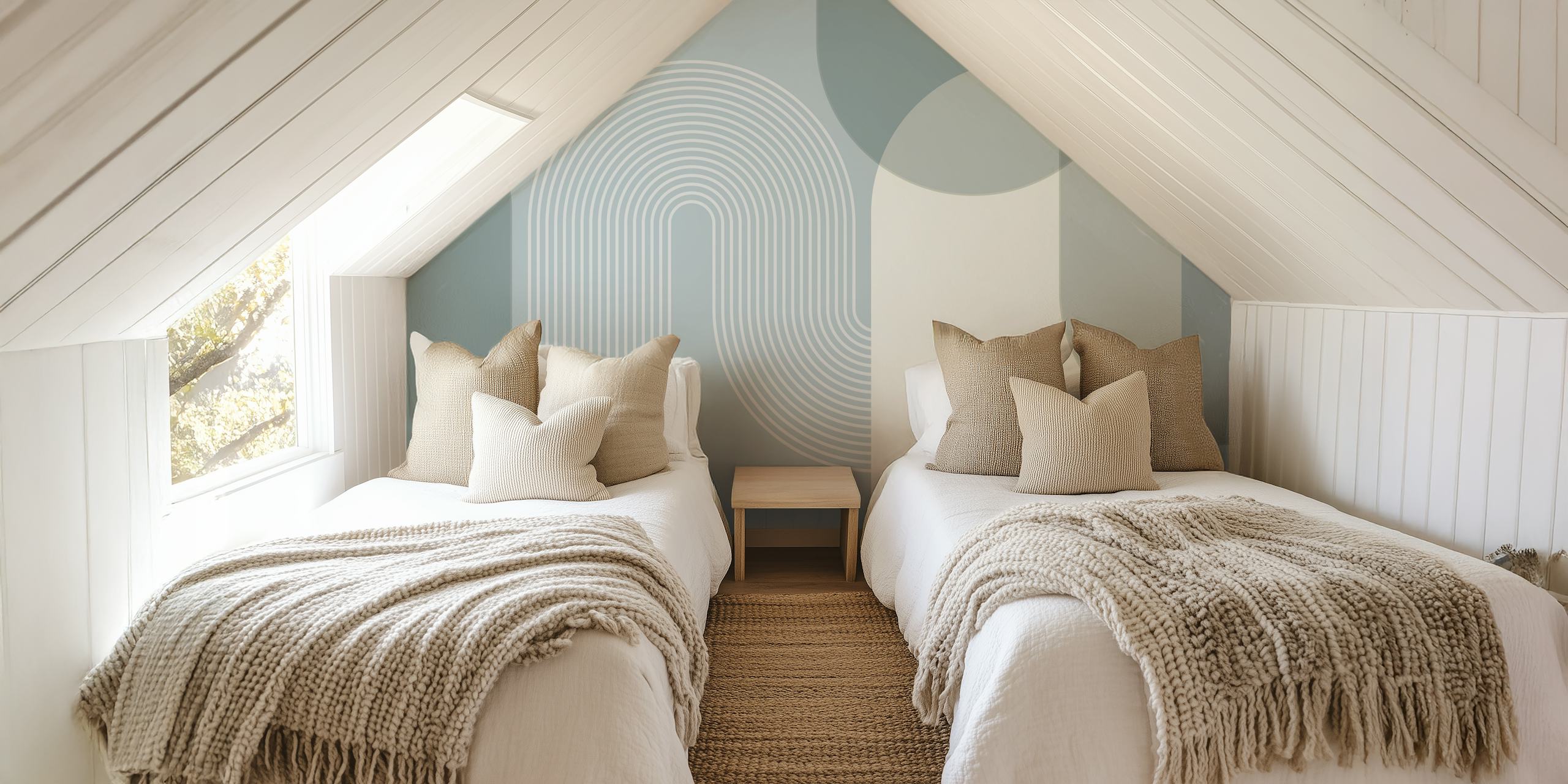 Geometric lines and shapes in soft gray tones wallpaper
