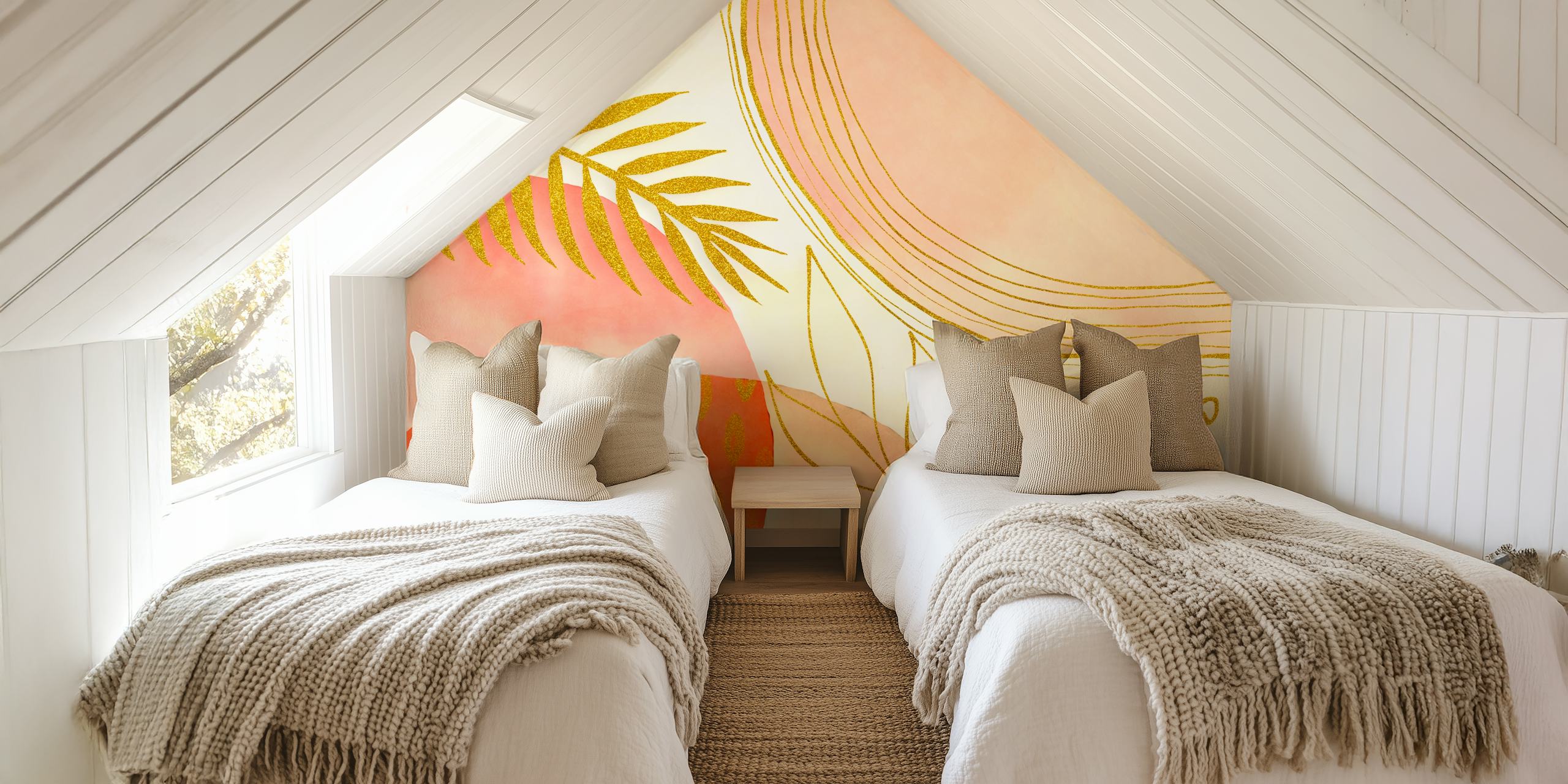 Papel pintado Boho Fantasy Golden Summer en una habitación