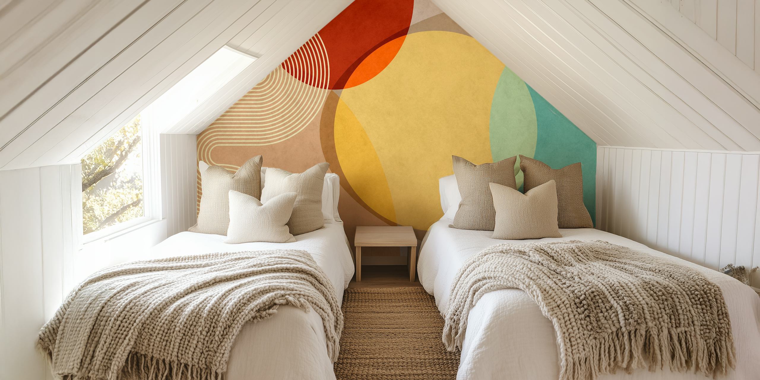 carta da parati Mid Century Modern Abstract Rounded in una stanza