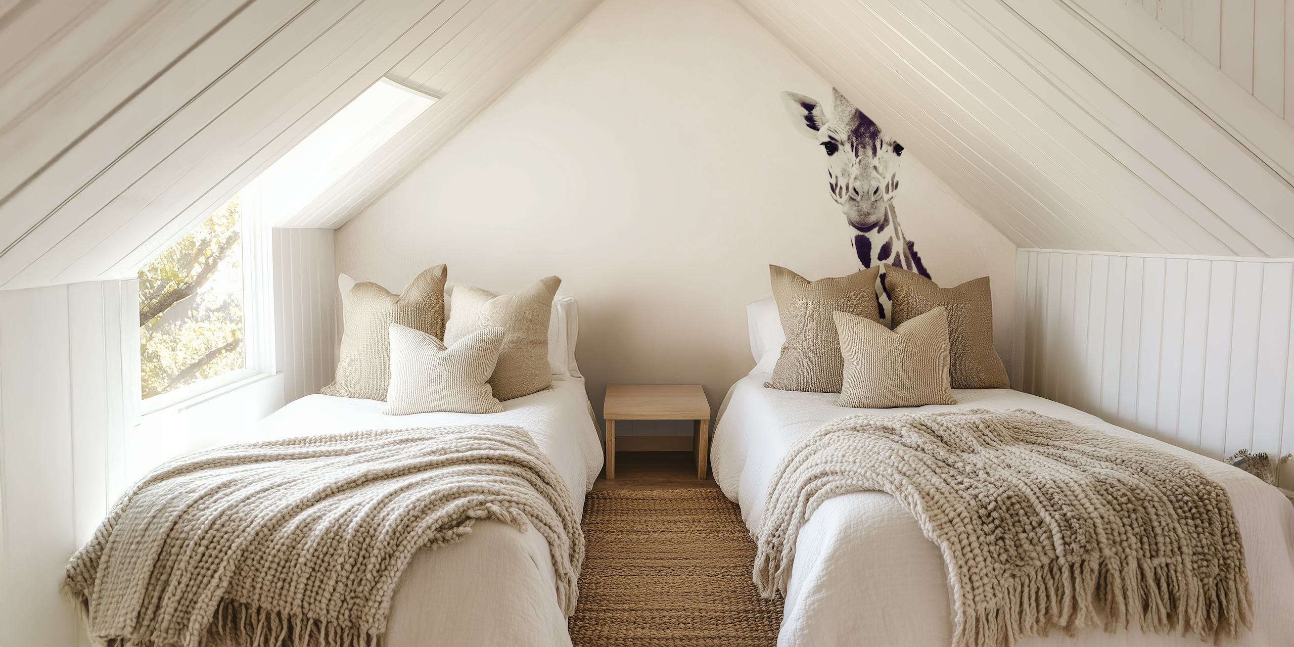 Giraffe portrait wallpaper in una stanza