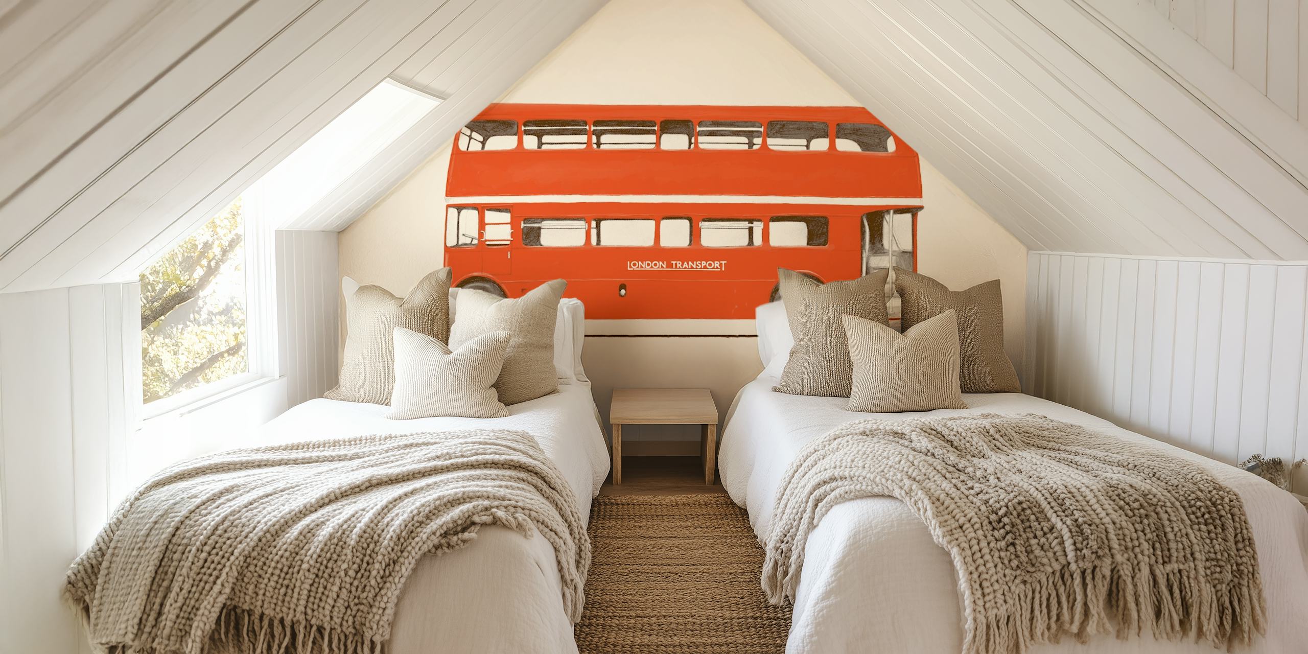 Red double-decker London bus illustration wallpaper