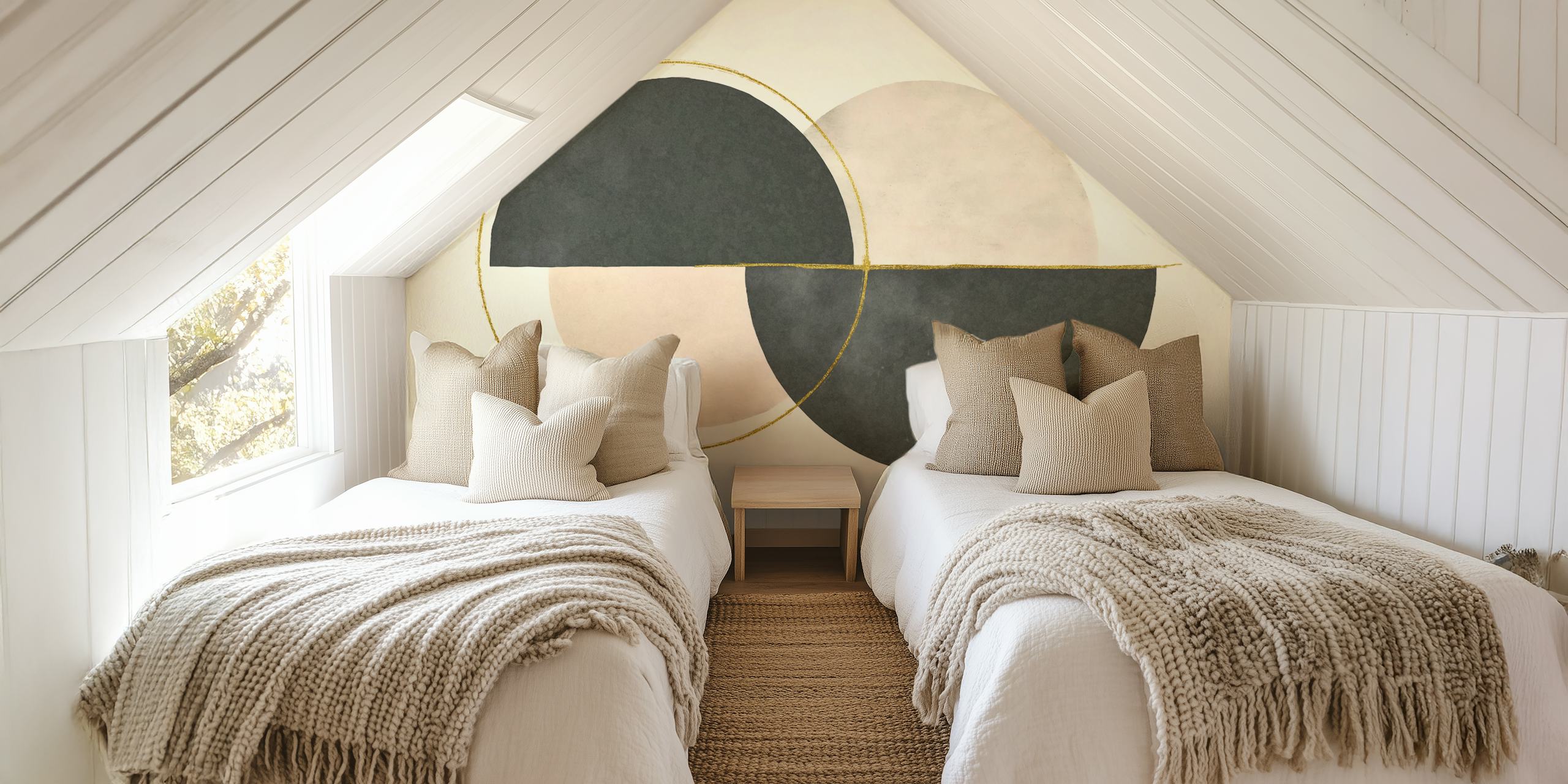 Minimalist abstract wallpaper in a room