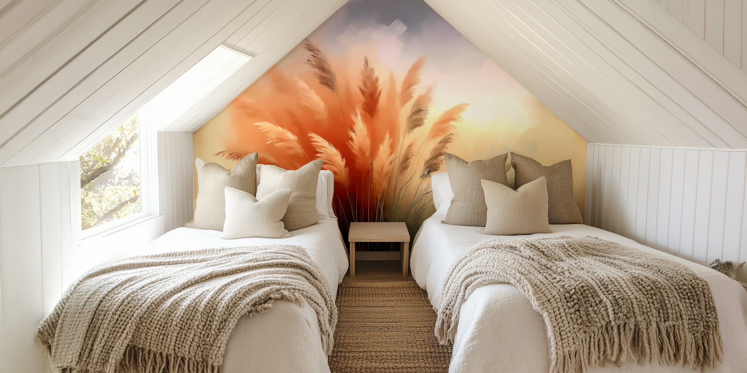 Autumn reeds with warm hues and soft gradients wallpaper