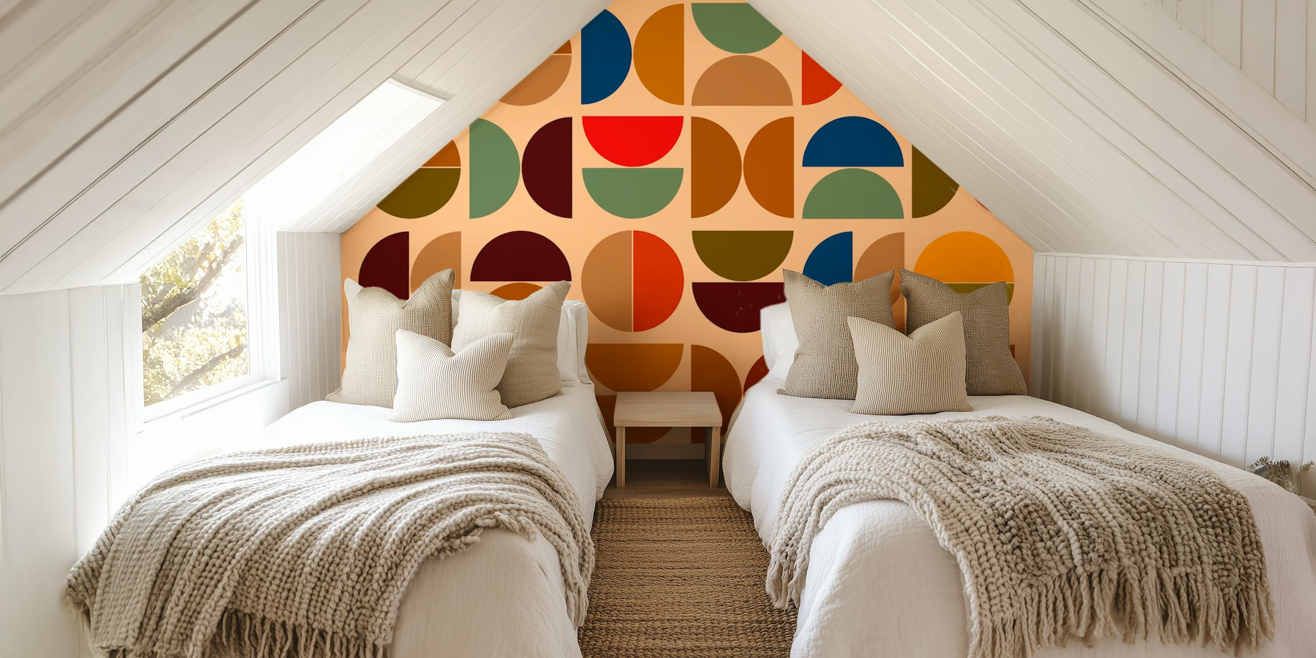 Vintage geometric circle patterns in warm colors wallpaper