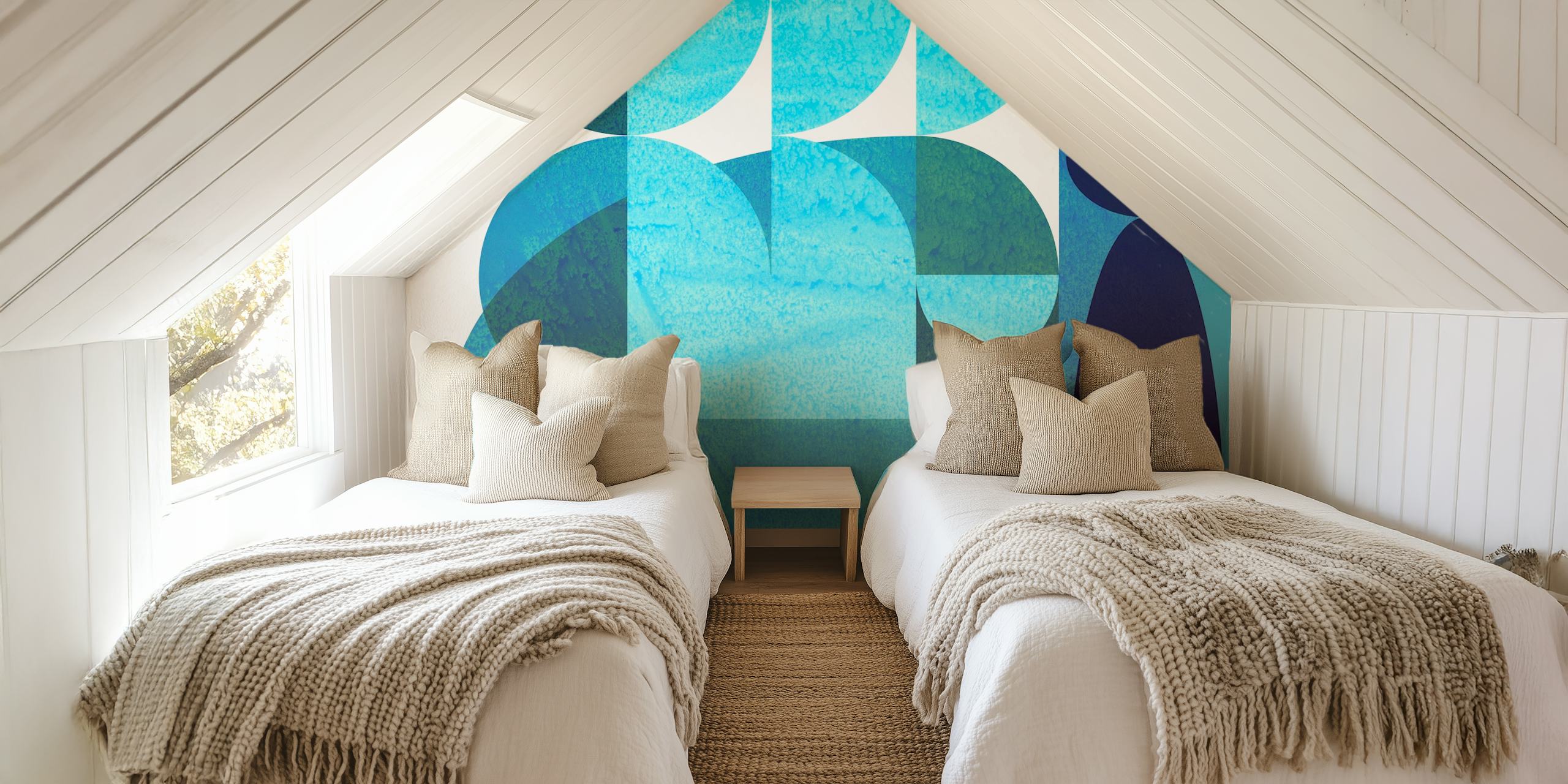 Oceanic Tones Mosaic tapet i et rumindstilling