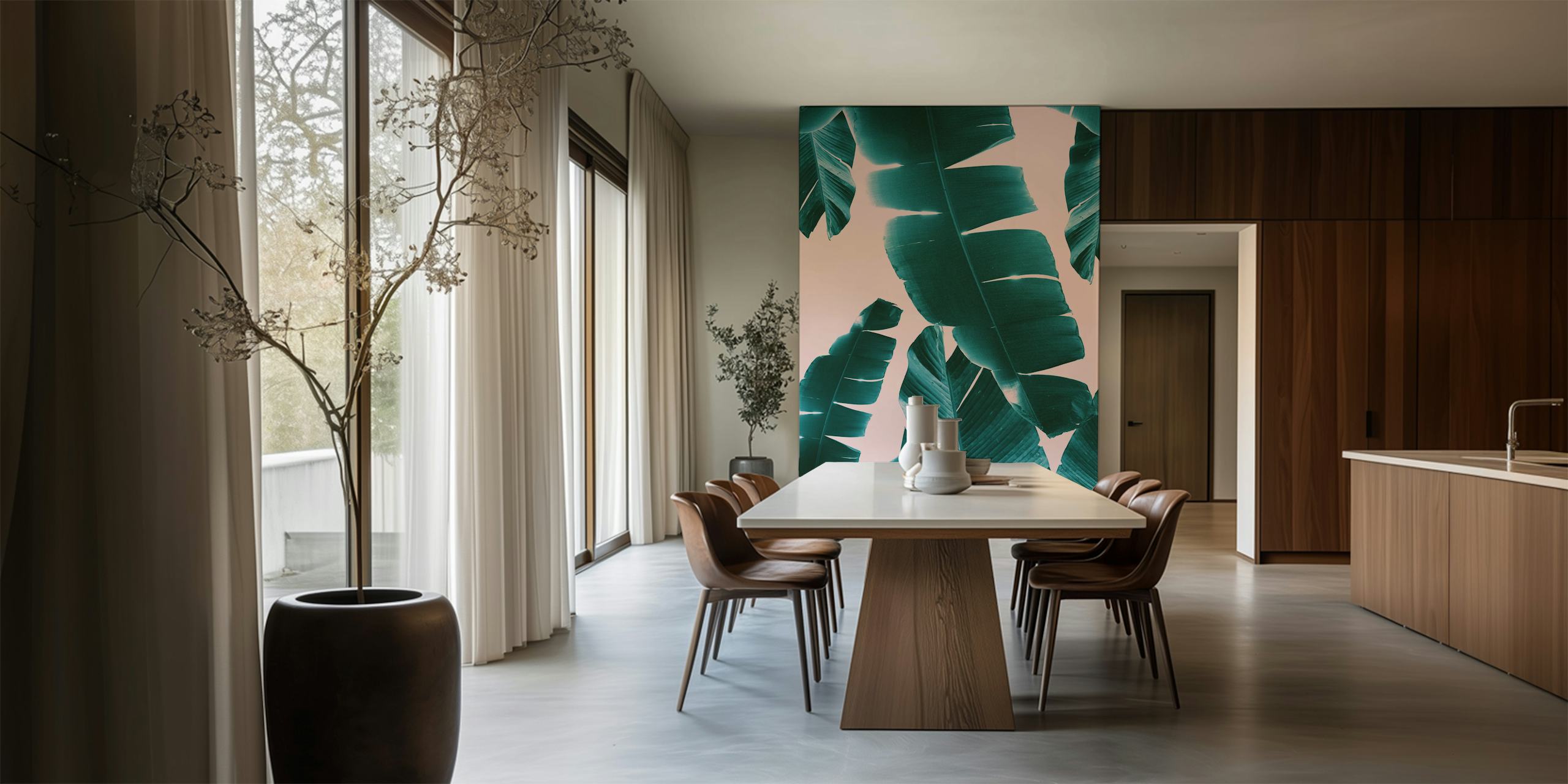 Banana Leaves Summer Vibes wallpaper in a room
